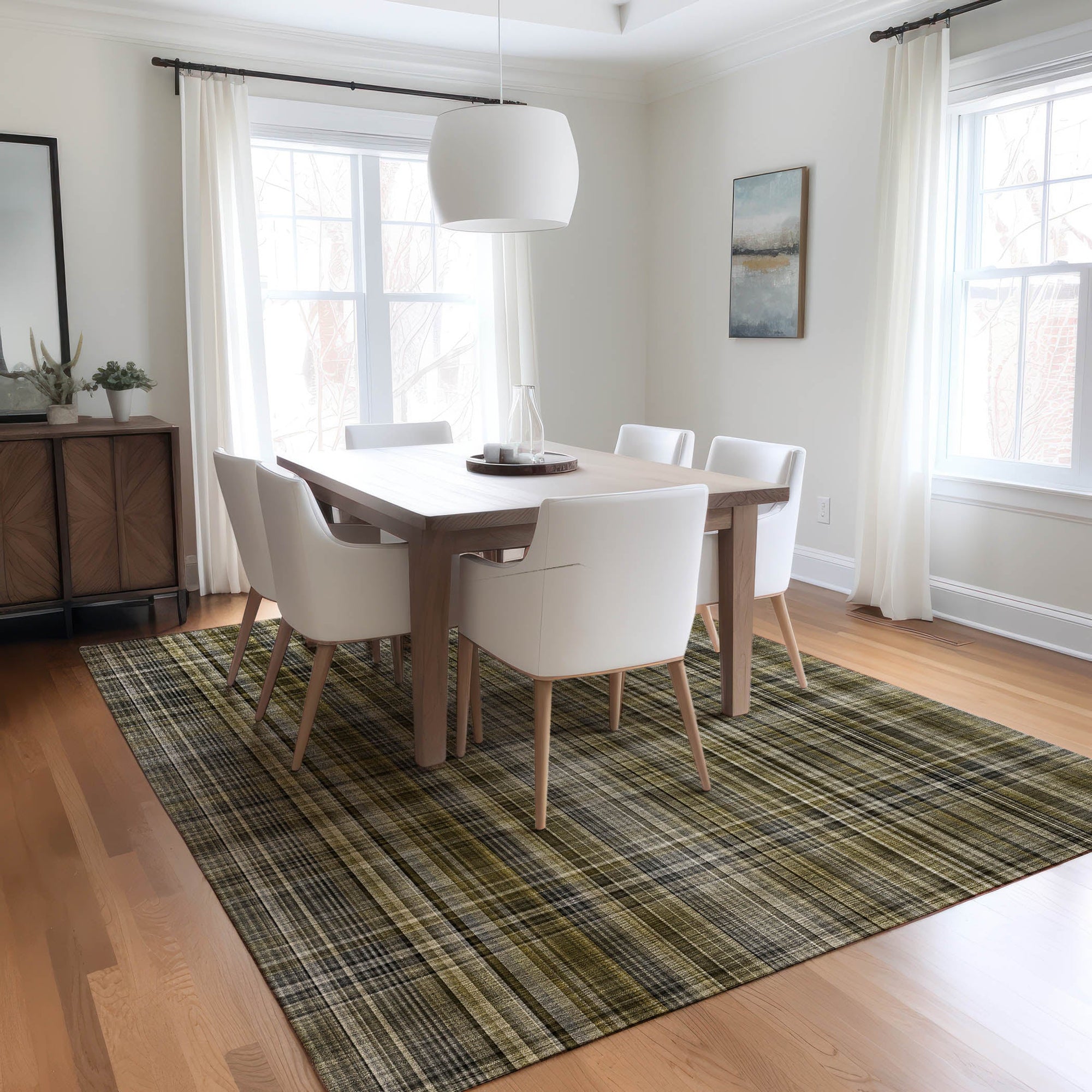 Addison Rugs Plaid Brown Washable Indoor-Outdoor Rug