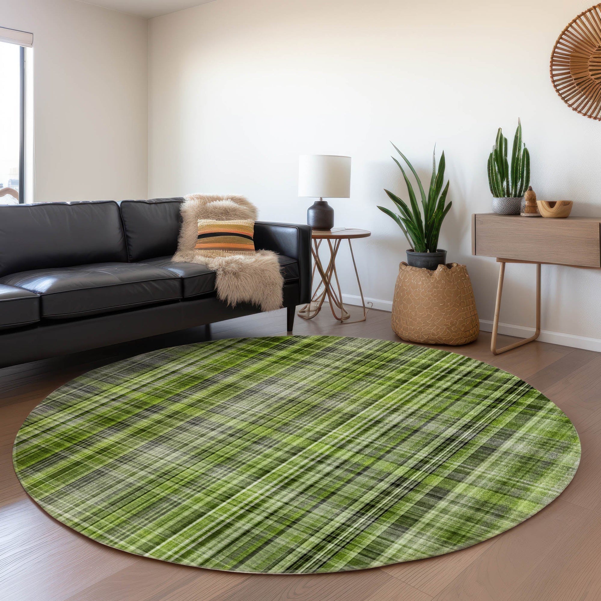 Addison Rugs Plaid Green Washable Indoor-Outdoor Rug