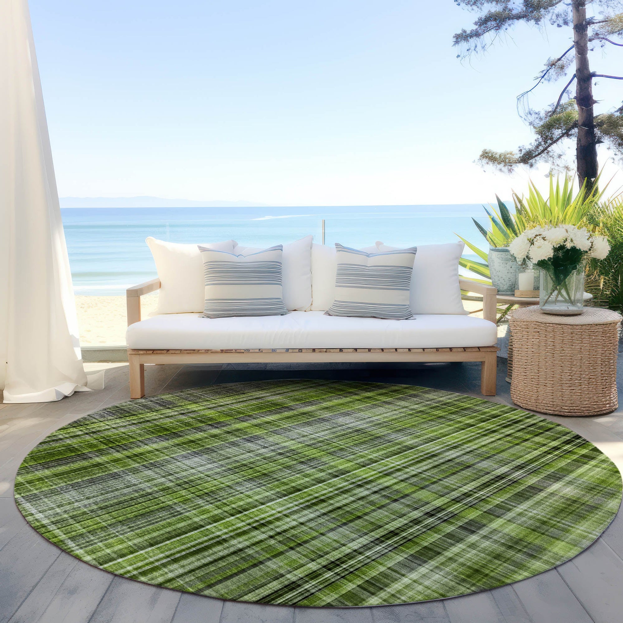 Addison Rugs Plaid Green Washable Indoor-Outdoor Rug