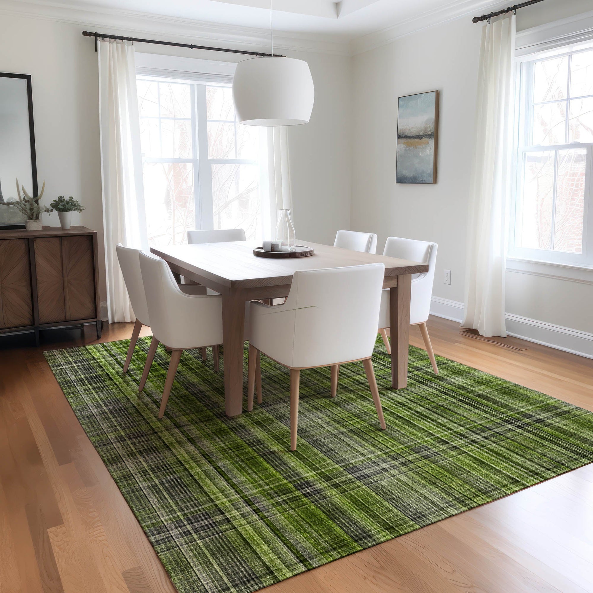 Addison Rugs Plaid Green Washable Indoor-Outdoor Rug