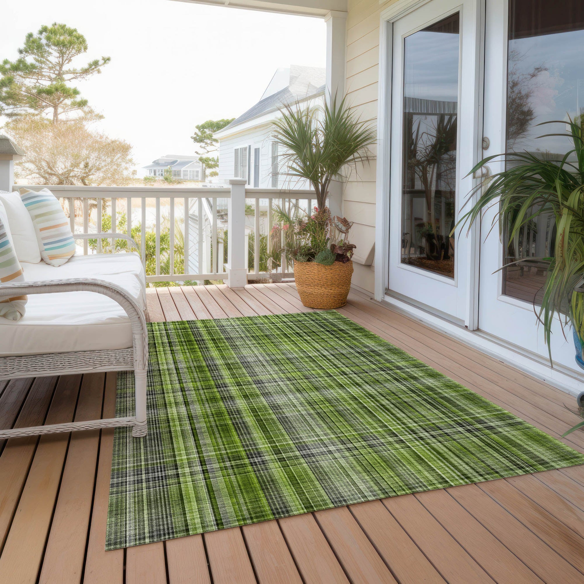 Addison Rugs Plaid Green Washable Indoor-Outdoor Rug