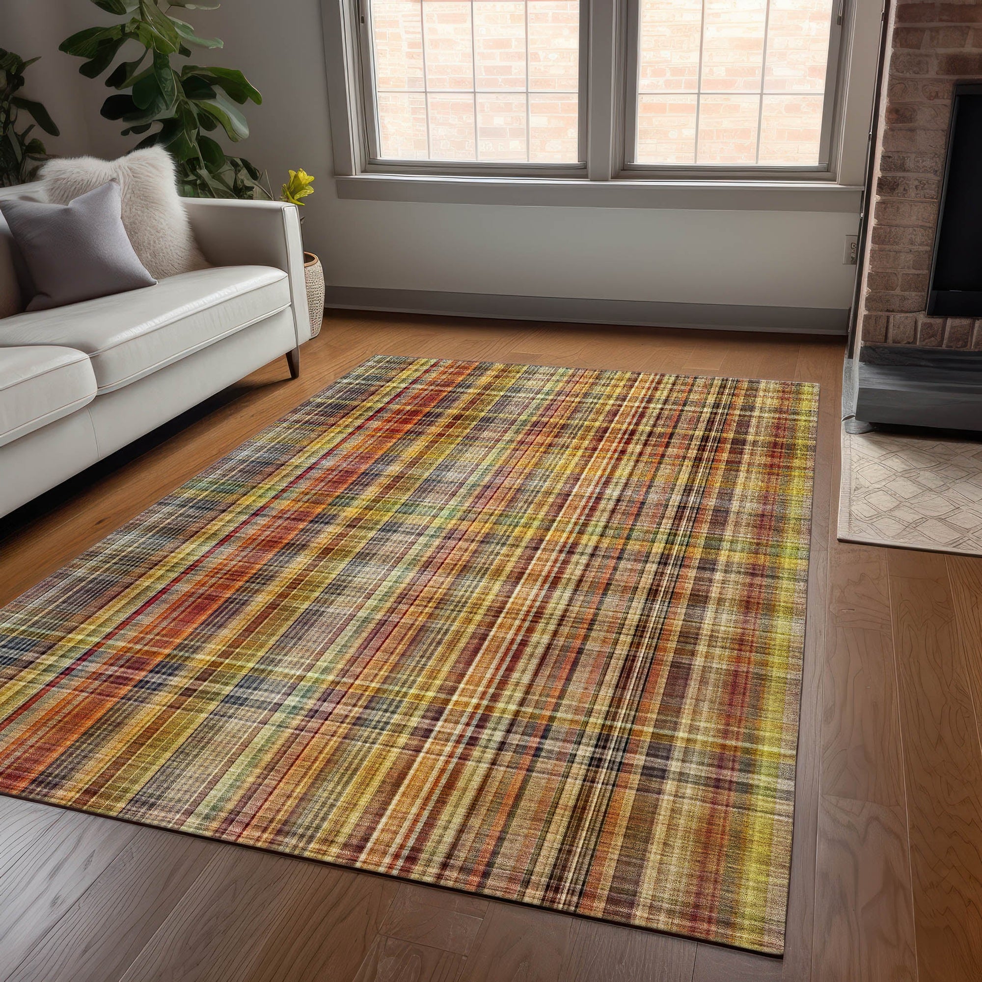 Addison Rugs Plaid Paprika Washable Indoor-Outdoor Rug