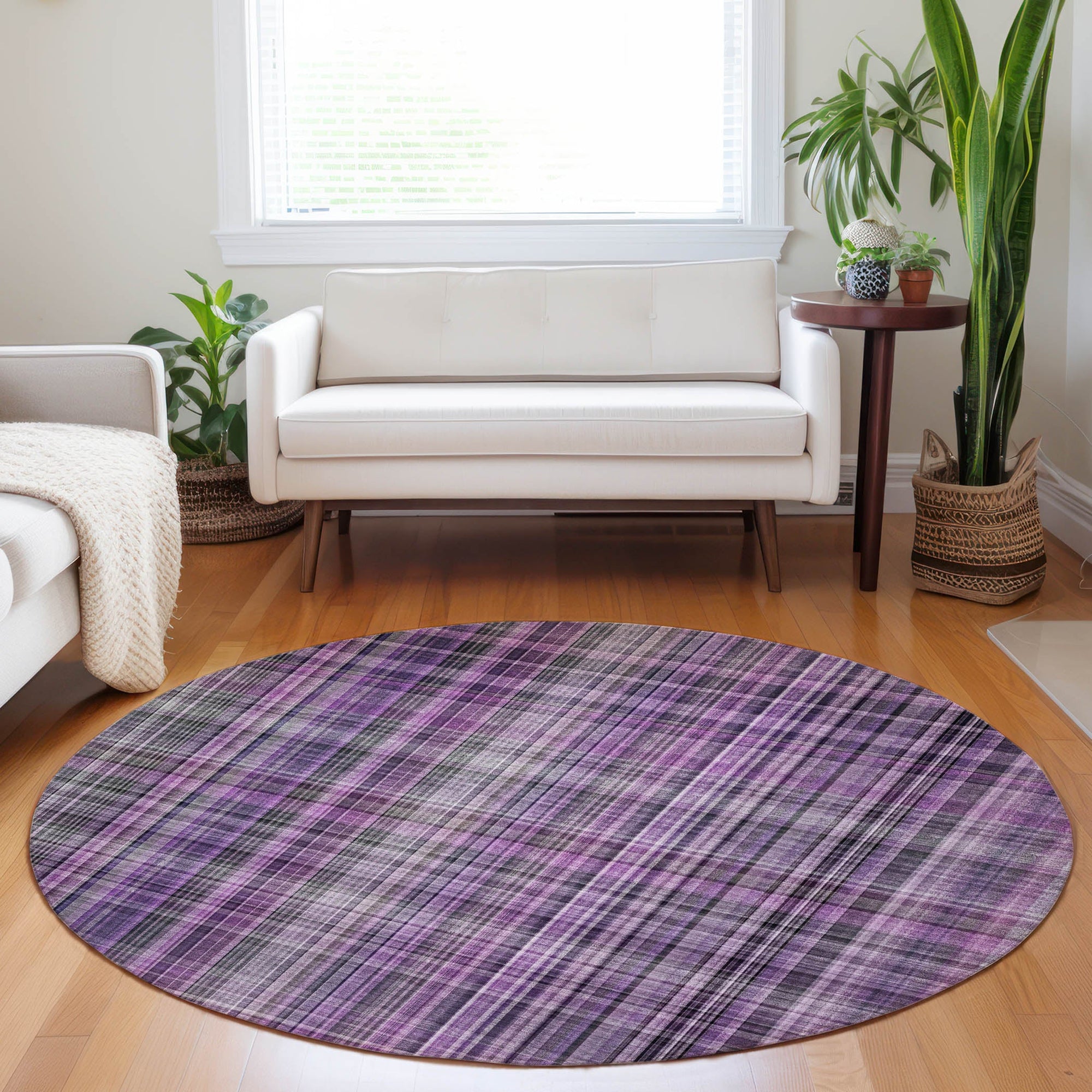 Addison Rugs Plaid Purple Washable Indoor-Outdoor Rug