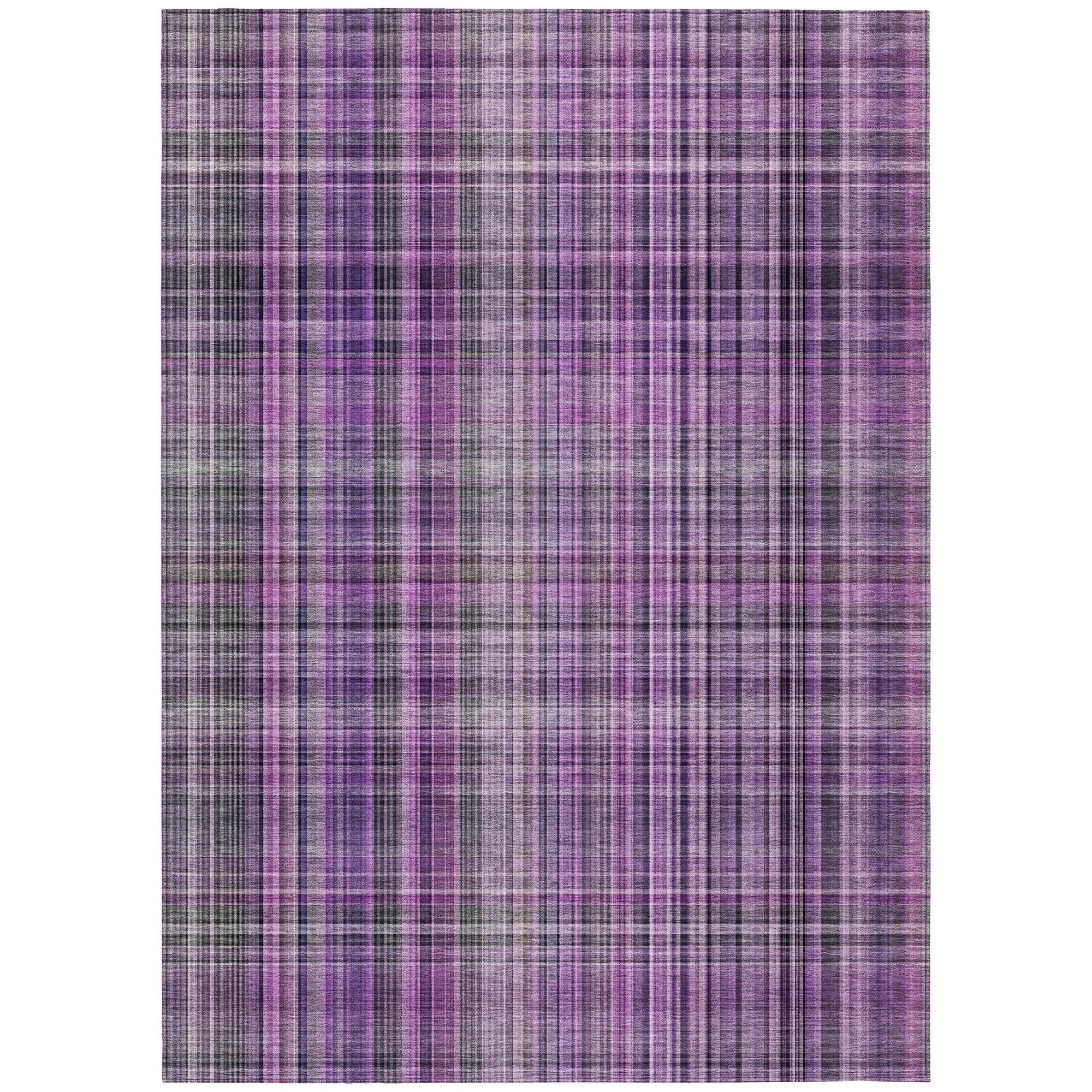 Addison Rugs Plaid Purple Washable Indoor-Outdoor Rug