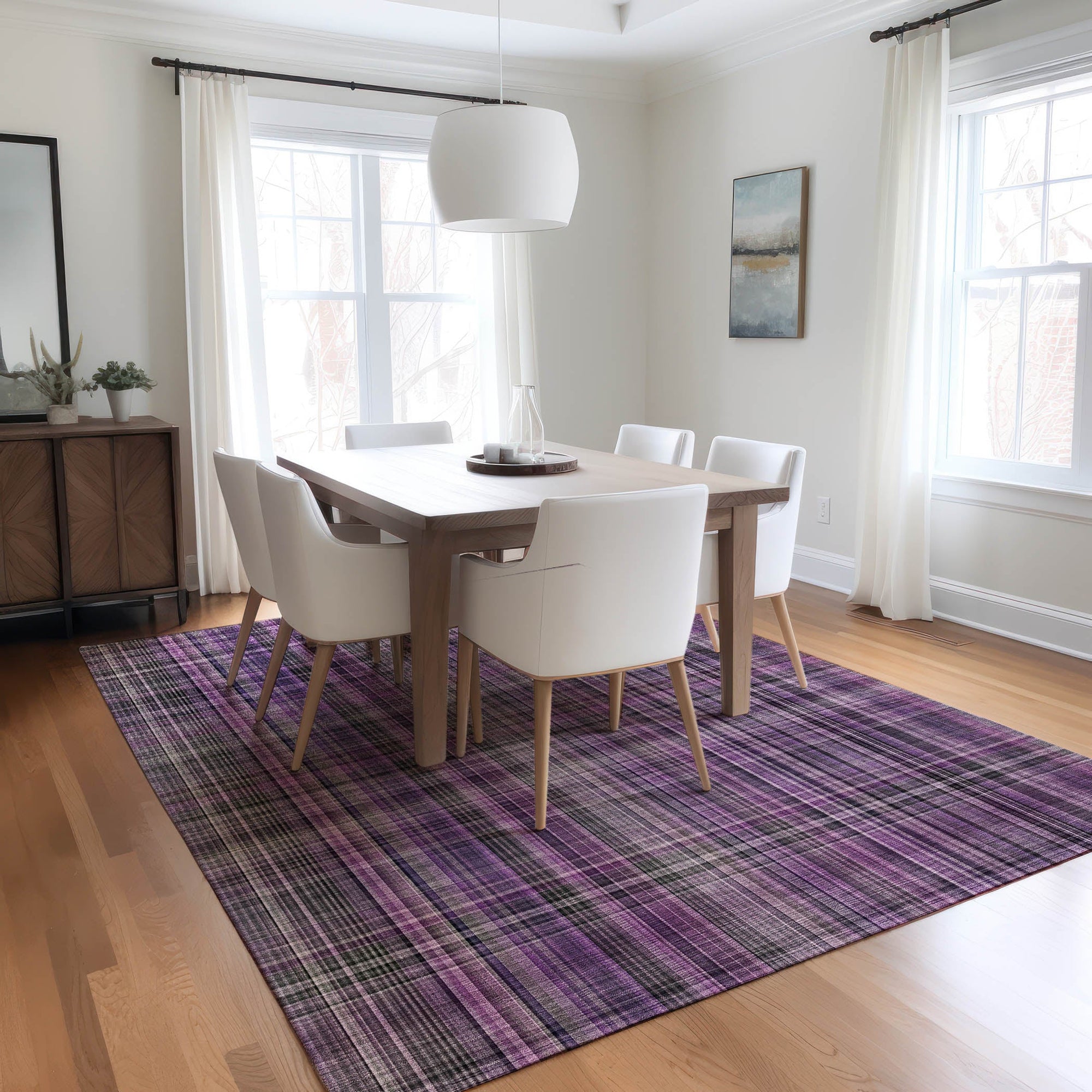 Addison Rugs Plaid Purple Washable Indoor-Outdoor Rug