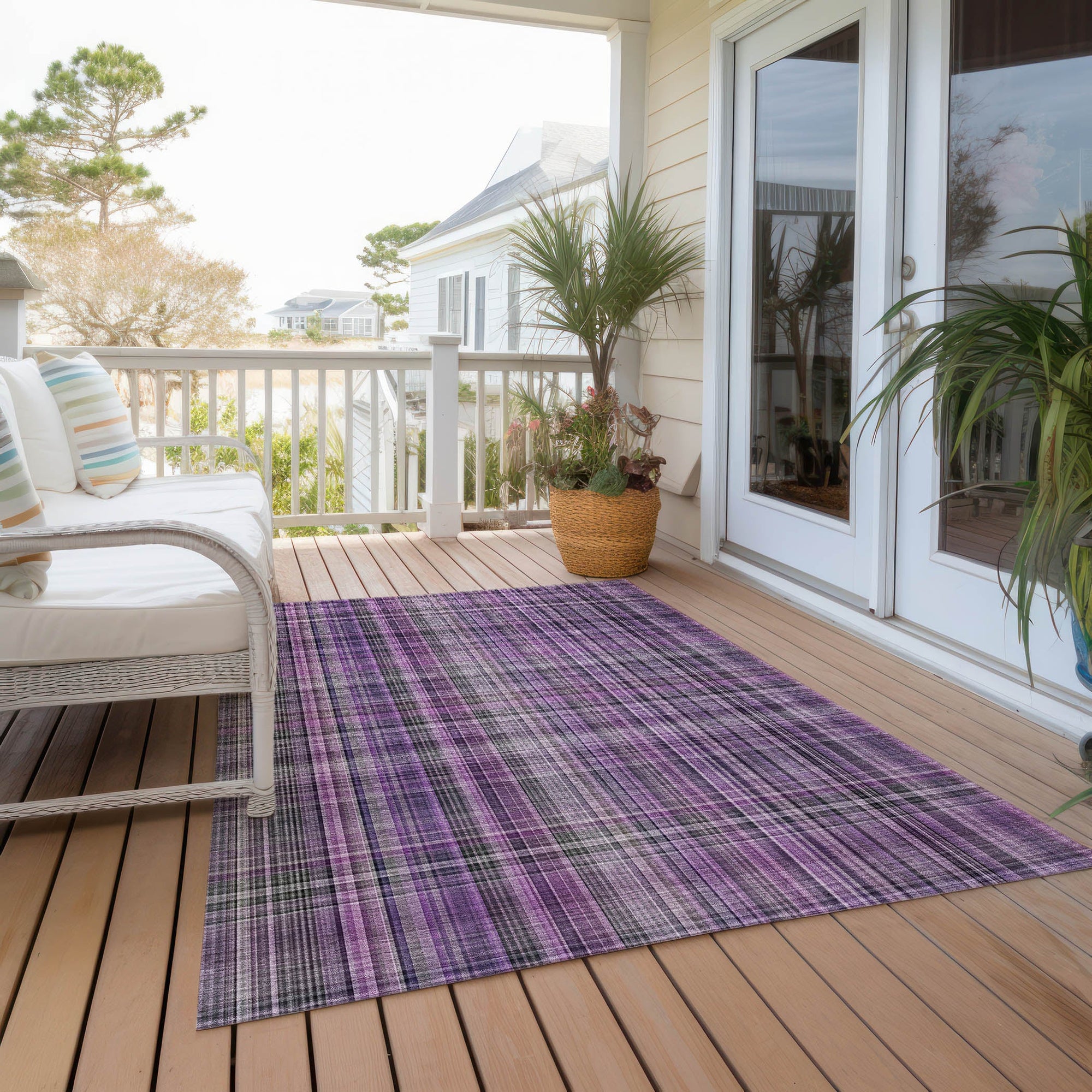 Addison Rugs Plaid Purple Washable Indoor-Outdoor Rug