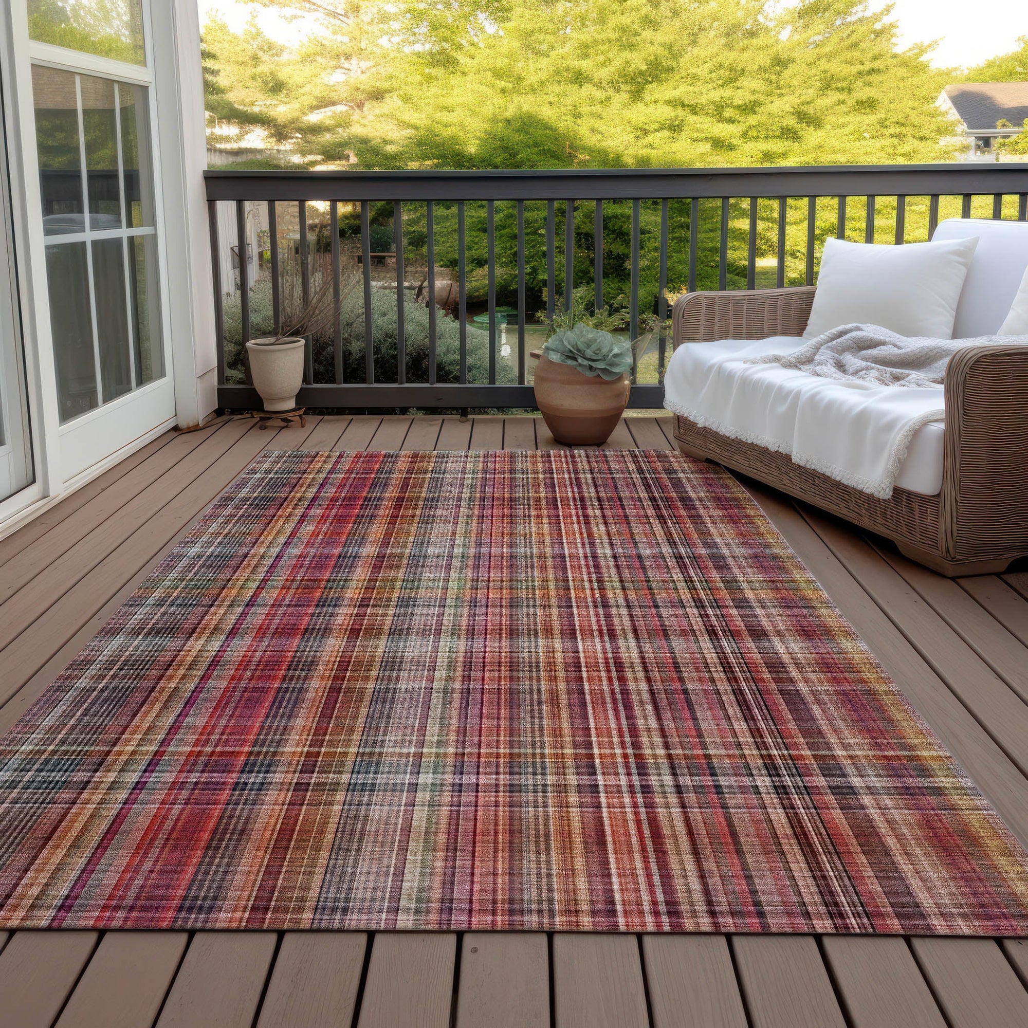 Addison Rugs Plaid Red Washable Indoor-Outdoor Rug