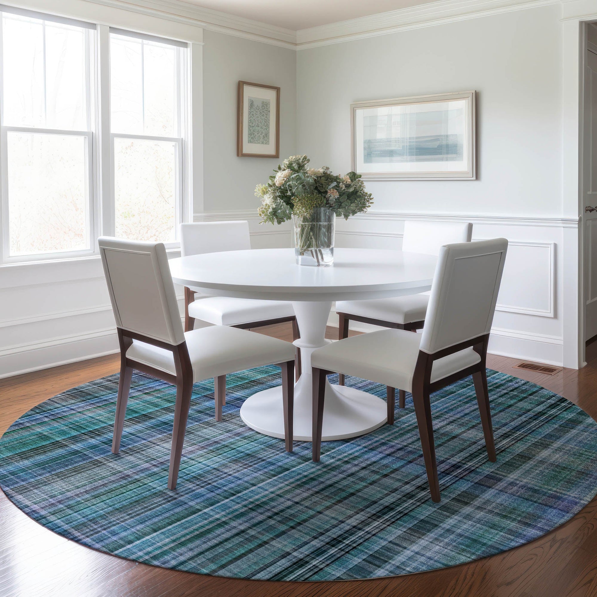 Addison Rugs Plaid Teal Washable Indoor-Outdoor Rug