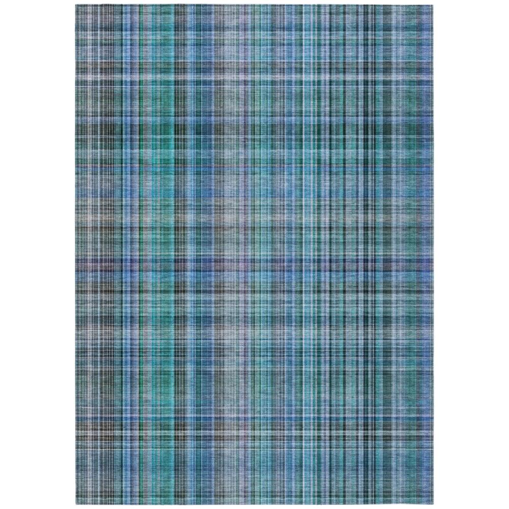Addison Rugs Plaid Teal Washable Indoor-Outdoor Rug
