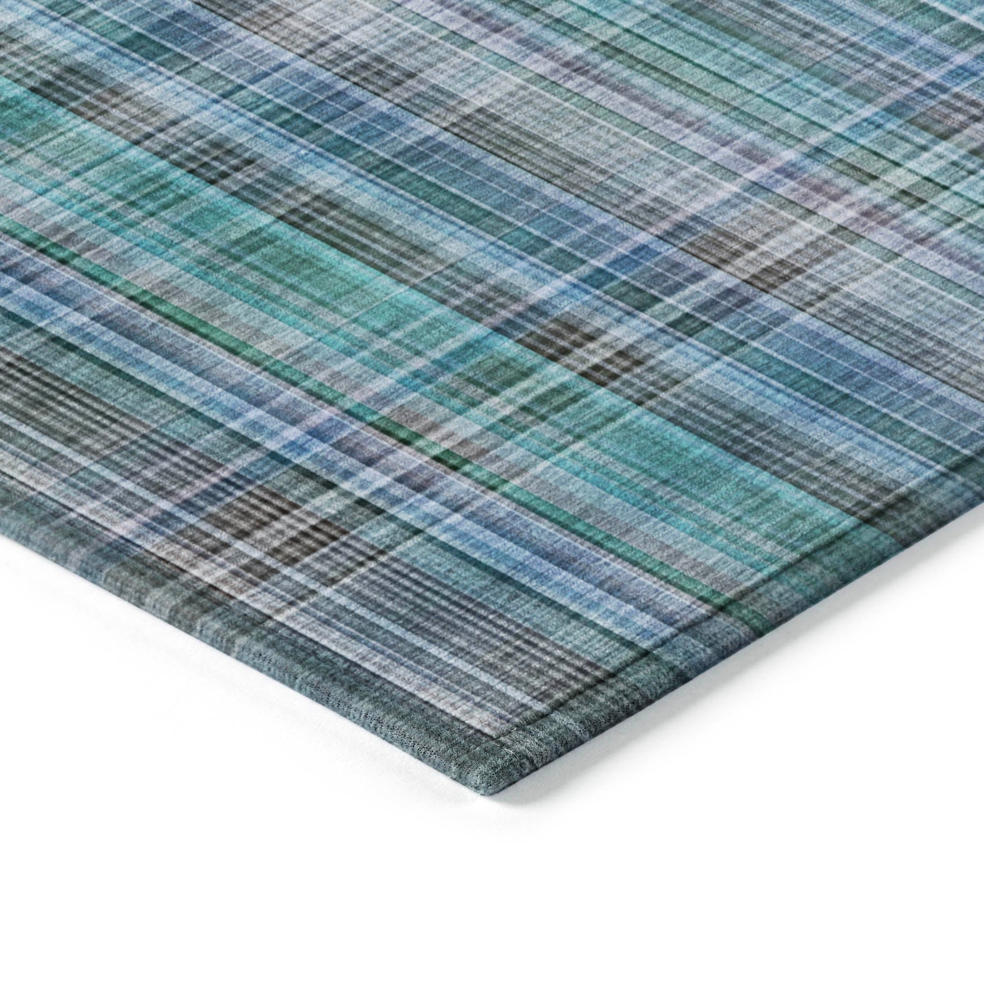Addison Rugs Plaid Teal Washable Indoor-Outdoor Rug