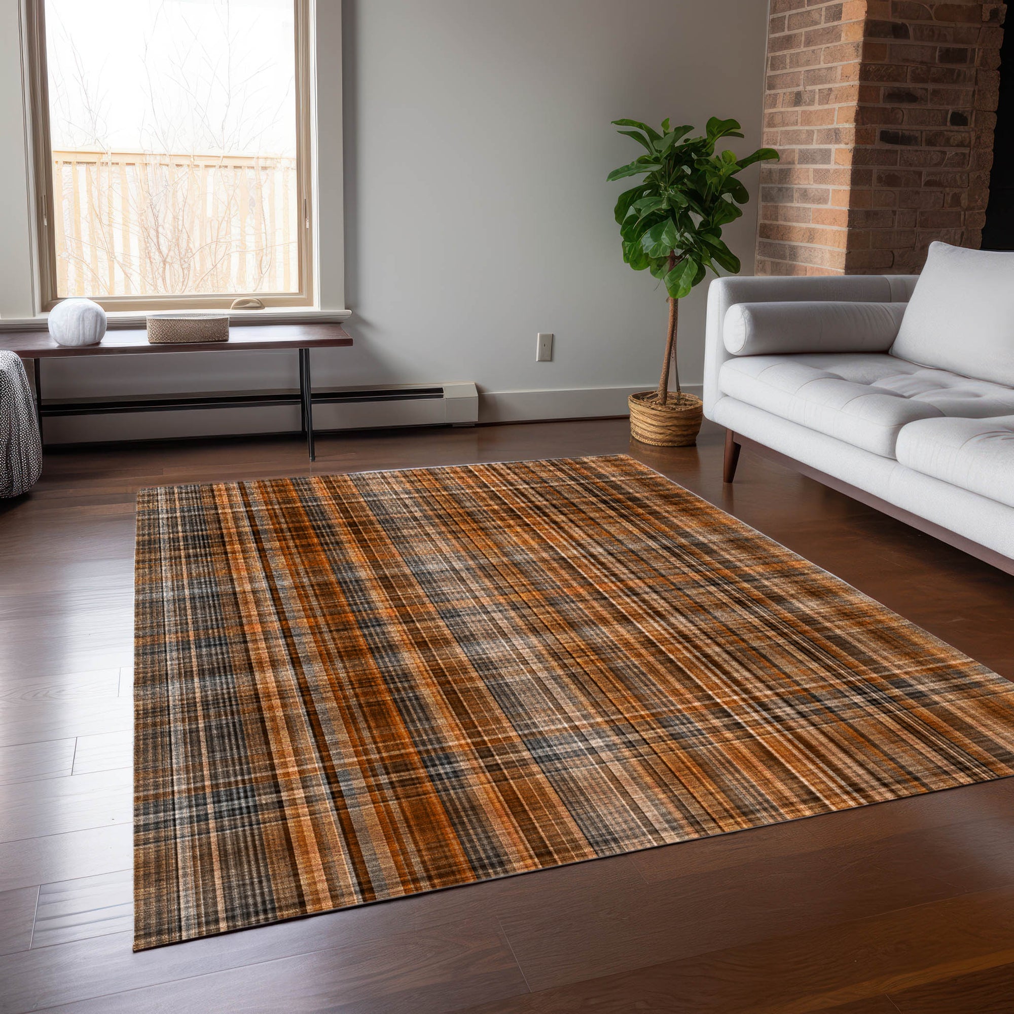 Addison Rugs Plaid Terracotta Washable Indoor-Outdoor Rug