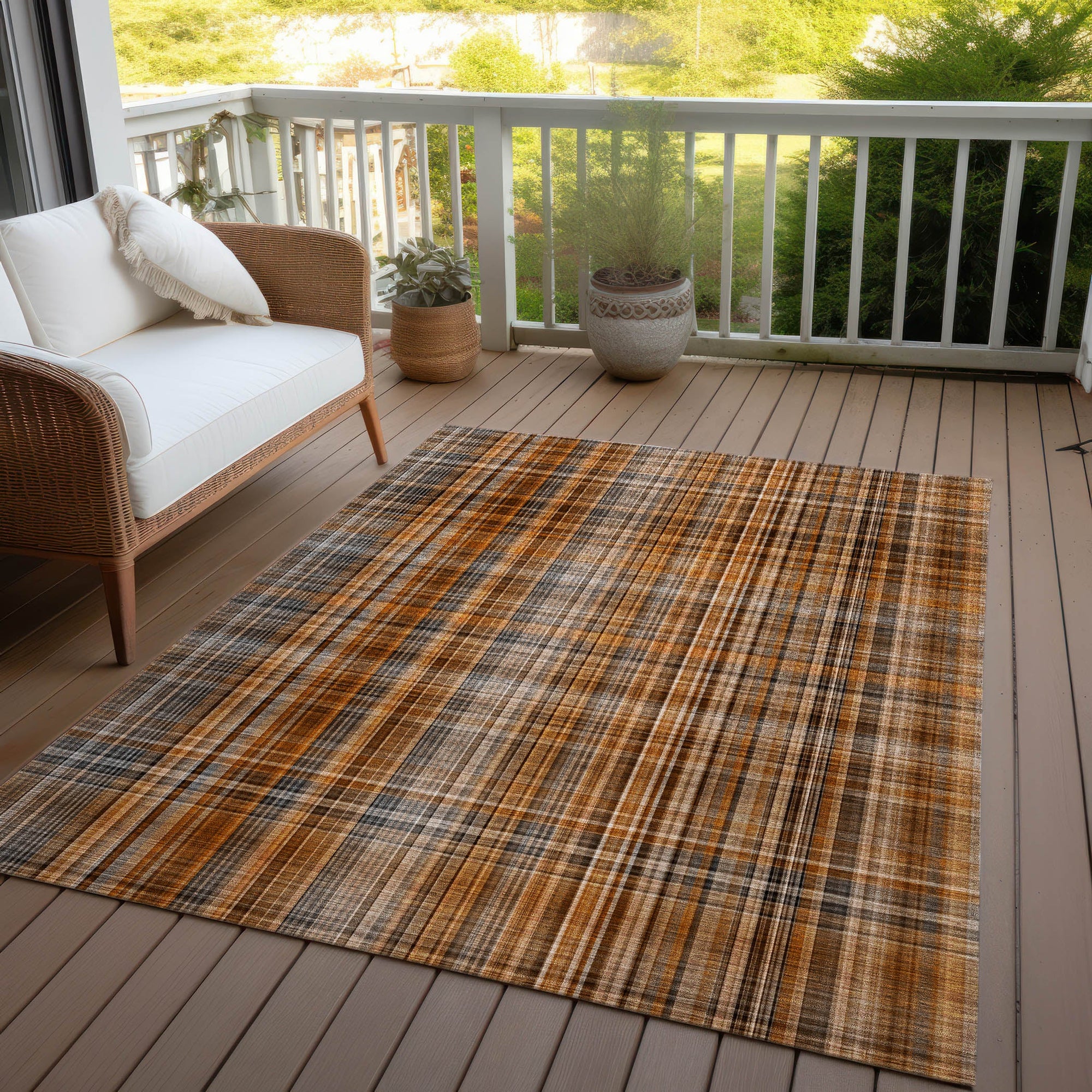 Addison Rugs Plaid Terracotta Washable Indoor-Outdoor Rug