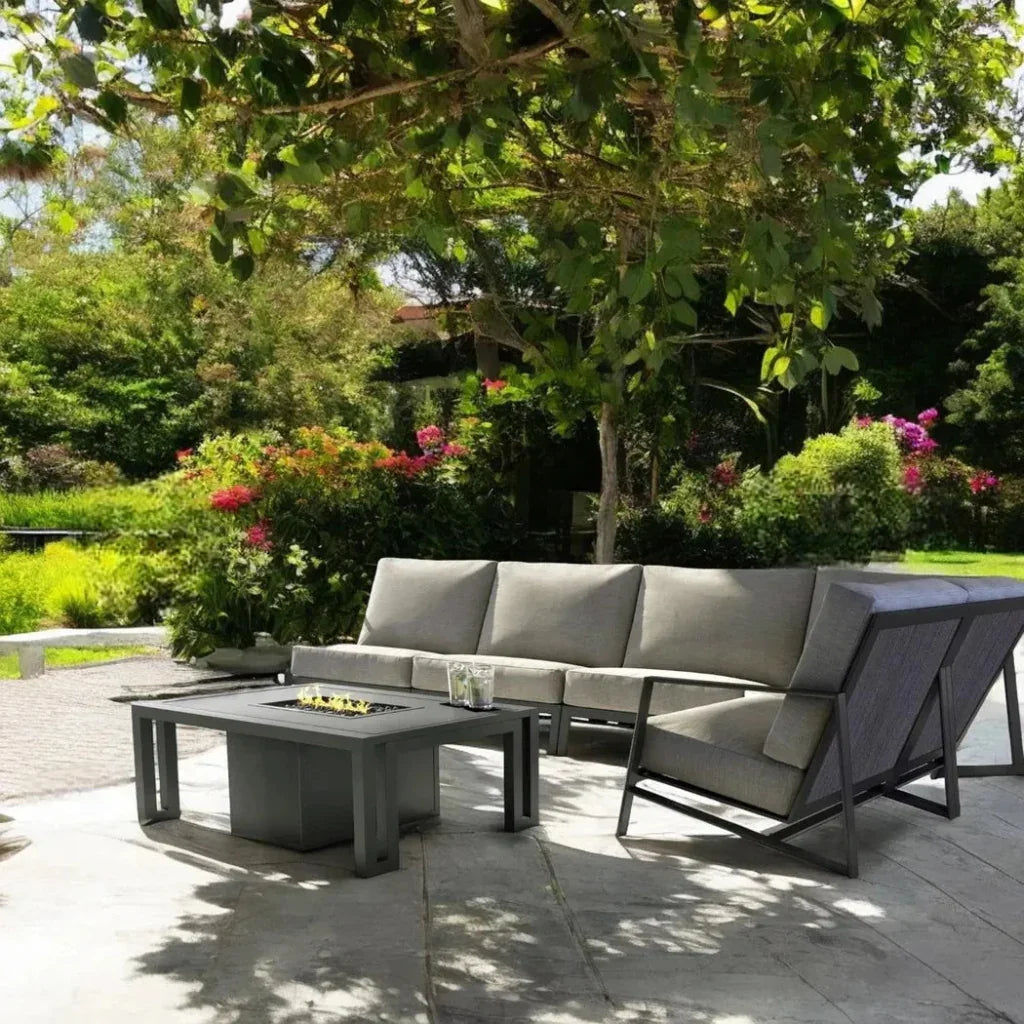 Prism Sectional Sofa With Firepit Table Set 6PC
