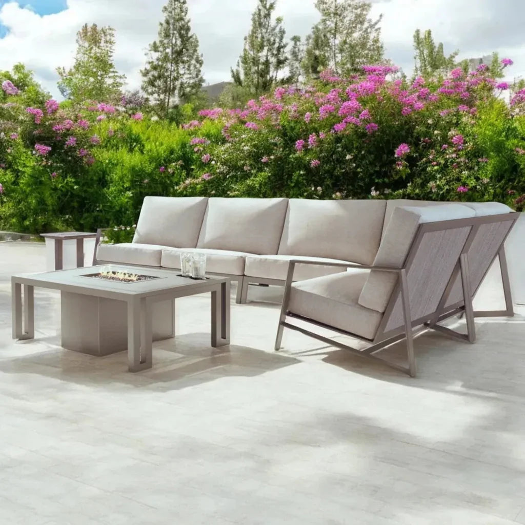 Prism Sectional Sofa With Firepit Table Set 6PC