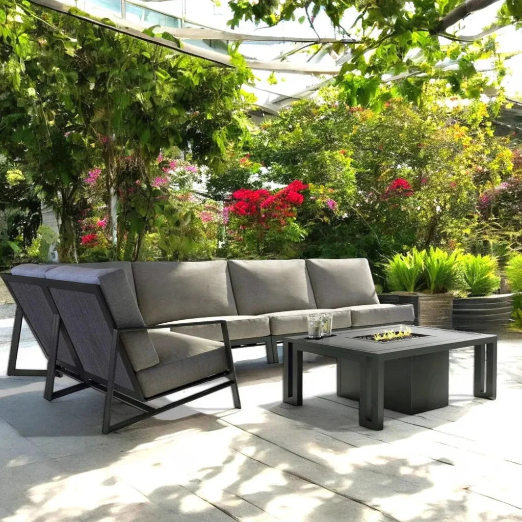 Prism Sectional Sofa With Firepit Table Set 6PC