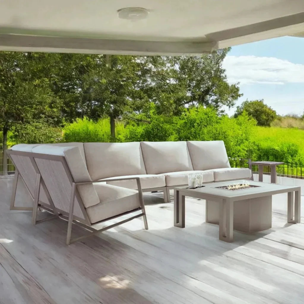 Prism Sectional Sofa With Firepit Table Set 6PC