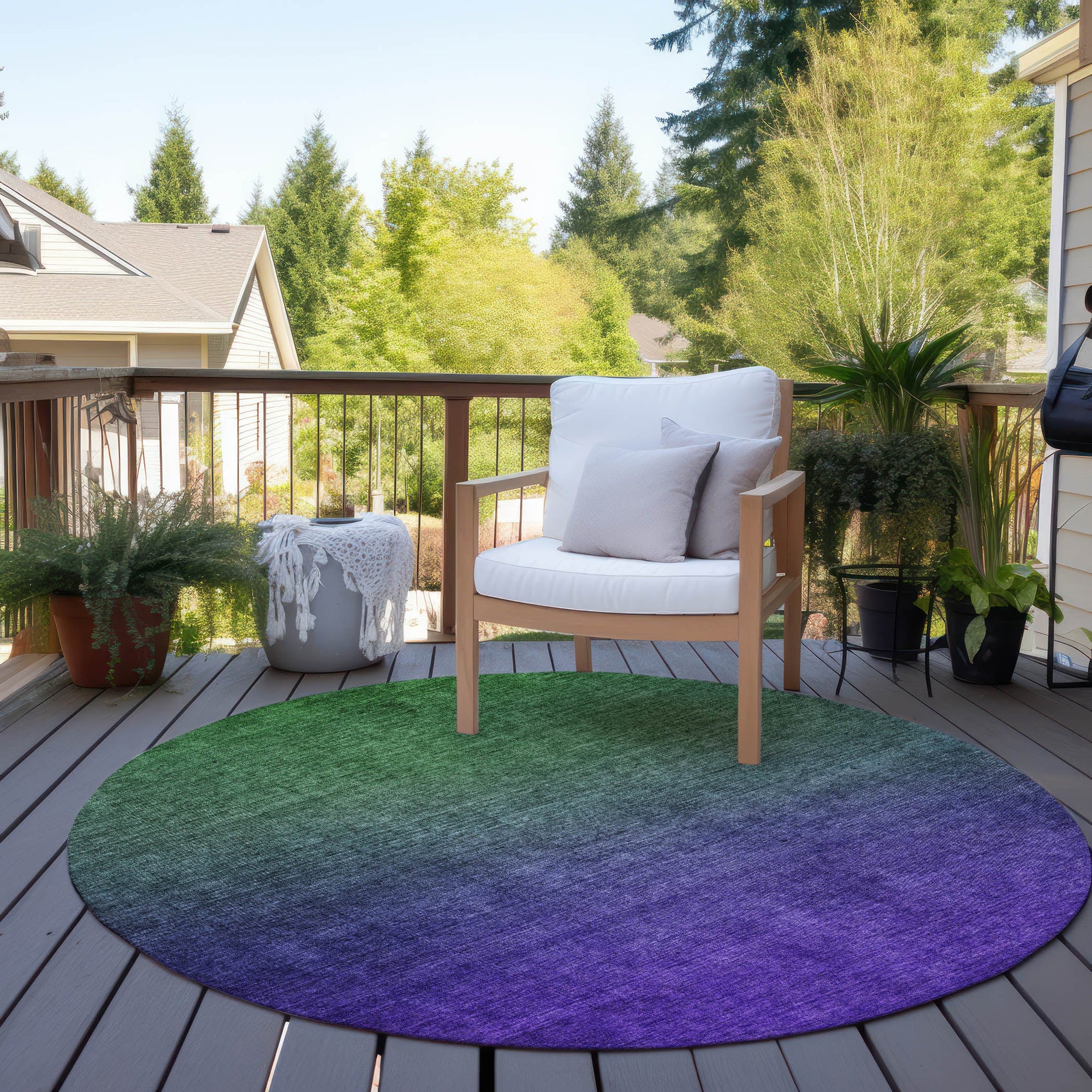 Addison Rugs Quiet Current Green Washable Indoor-Outdoor Rug
