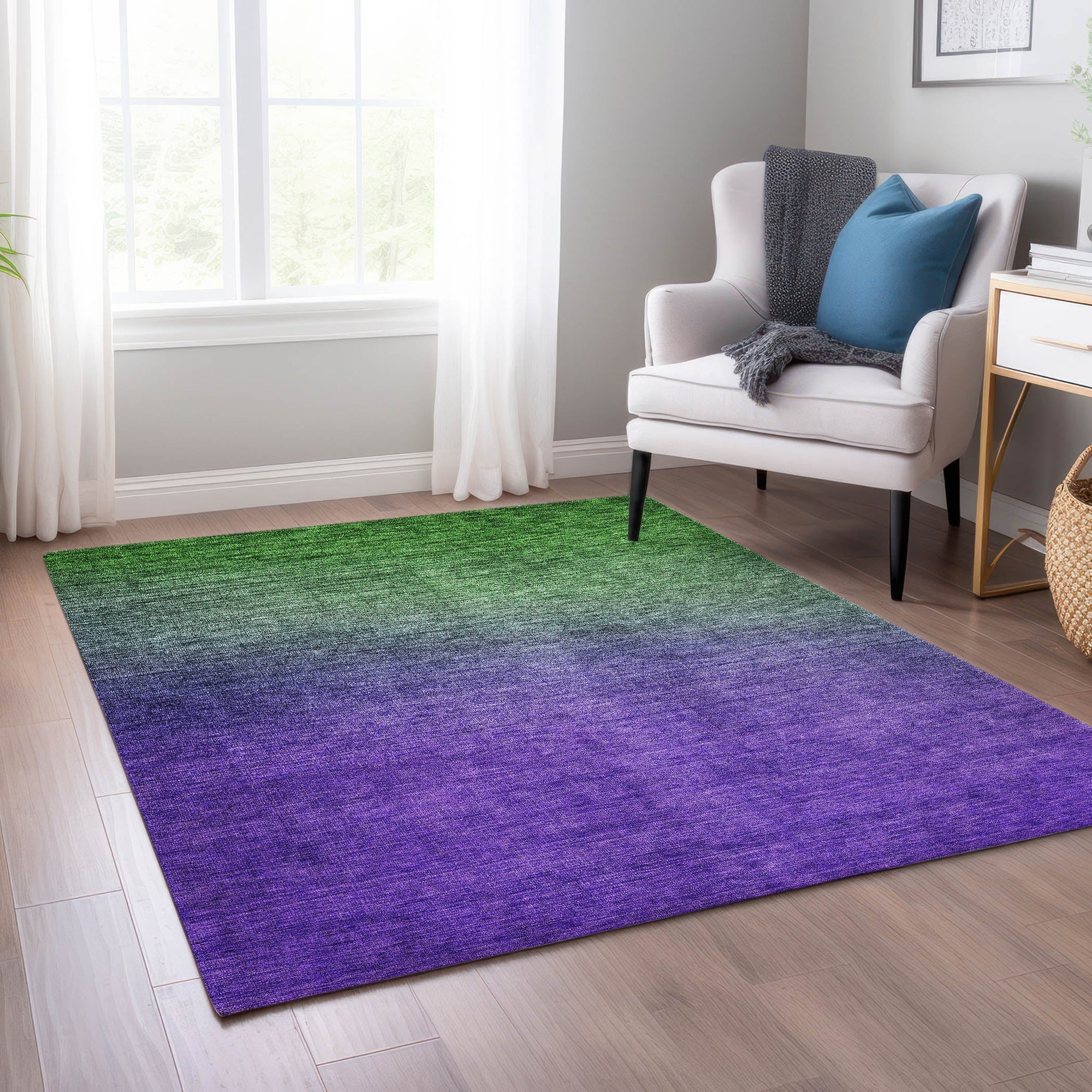Addison Rugs Quiet Current Green Washable Indoor-Outdoor Rug