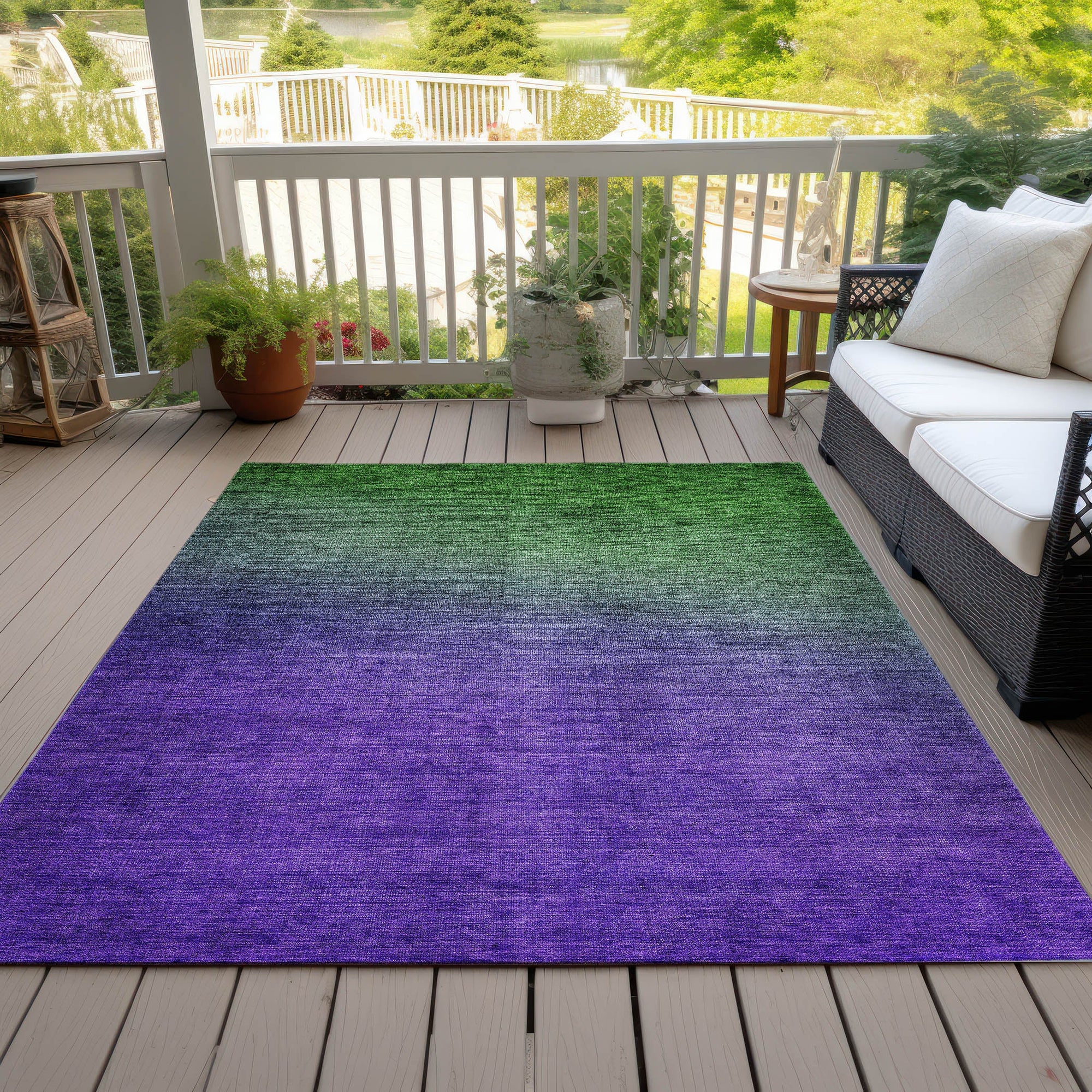 Addison Rugs Quiet Current Green Washable Indoor-Outdoor Rug