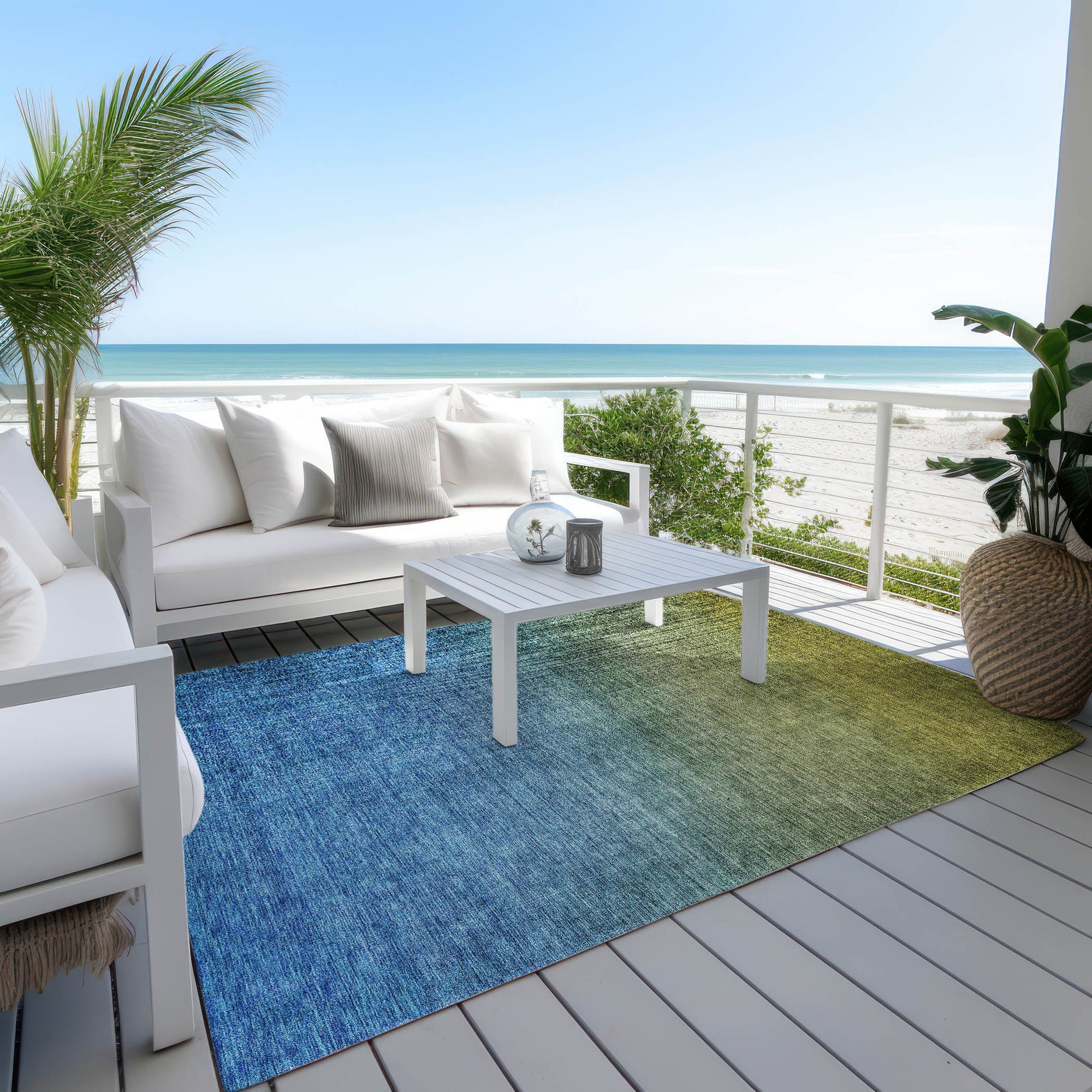 Addison Rugs Quiet Current Olive Washable Indoor-Outdoor Rug