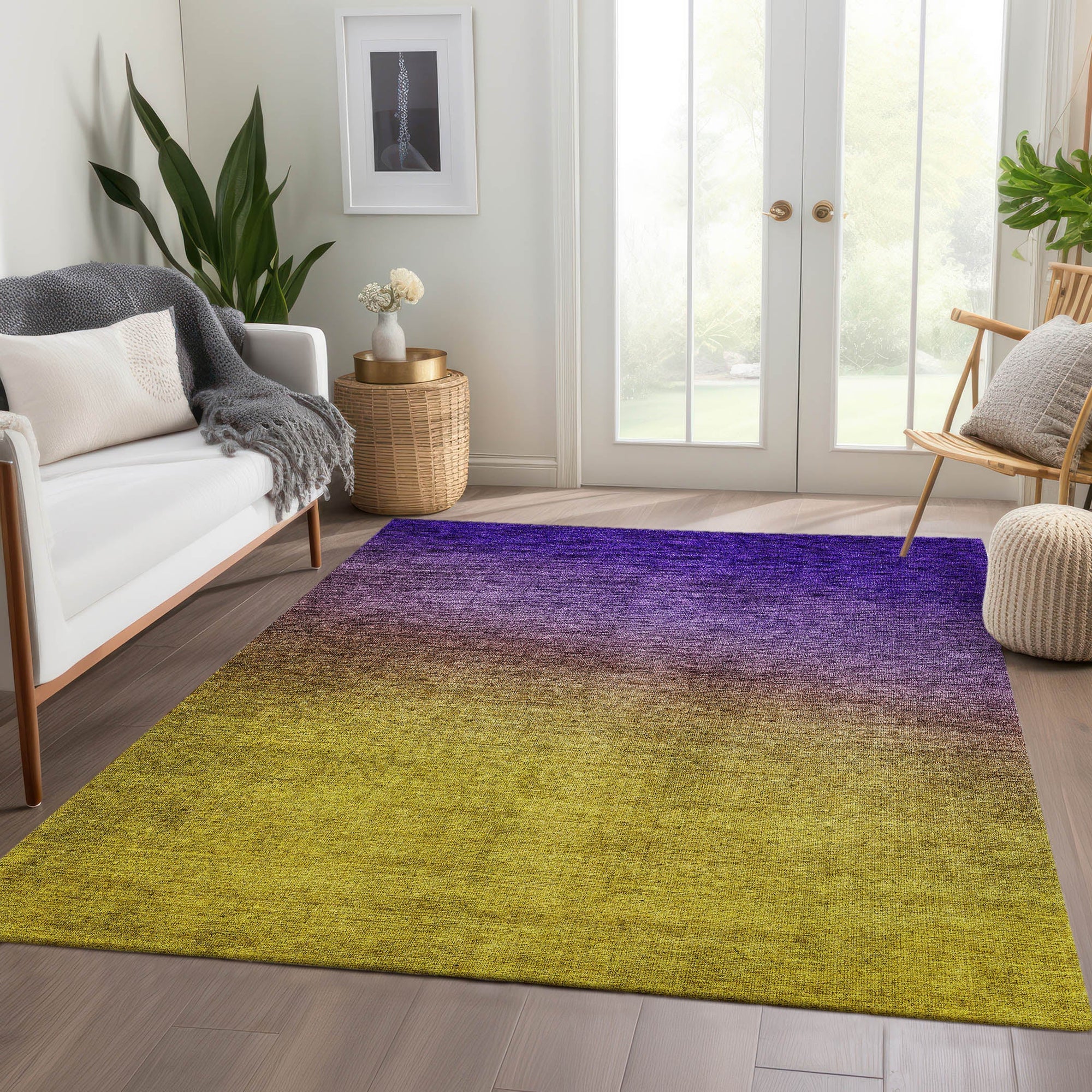 Addison Rugs Quiet Current Purple Washable Indoor-Outdoor Rug