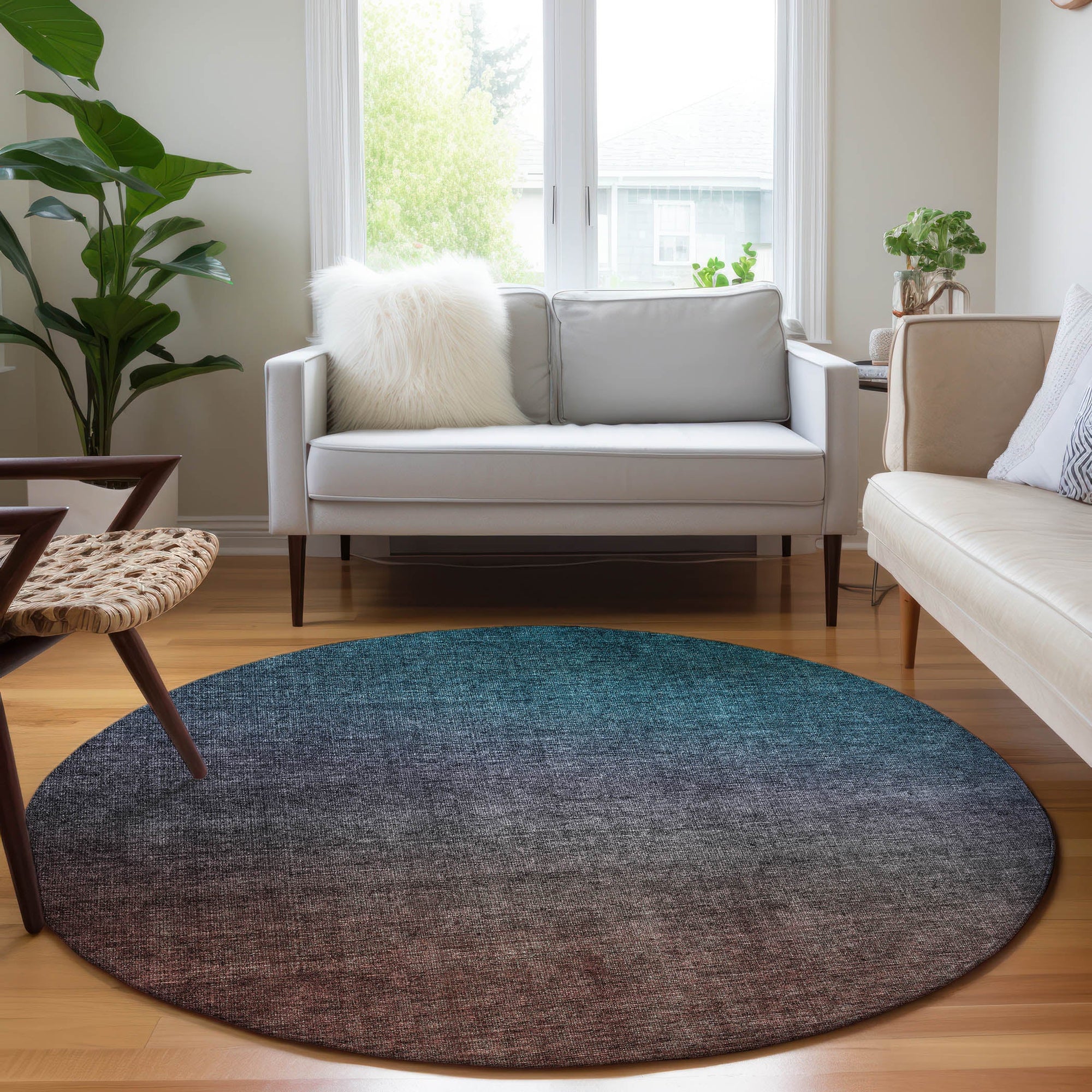 Addison Rugs Quiet Current Teal Washable Indoor-Outdoor Rug