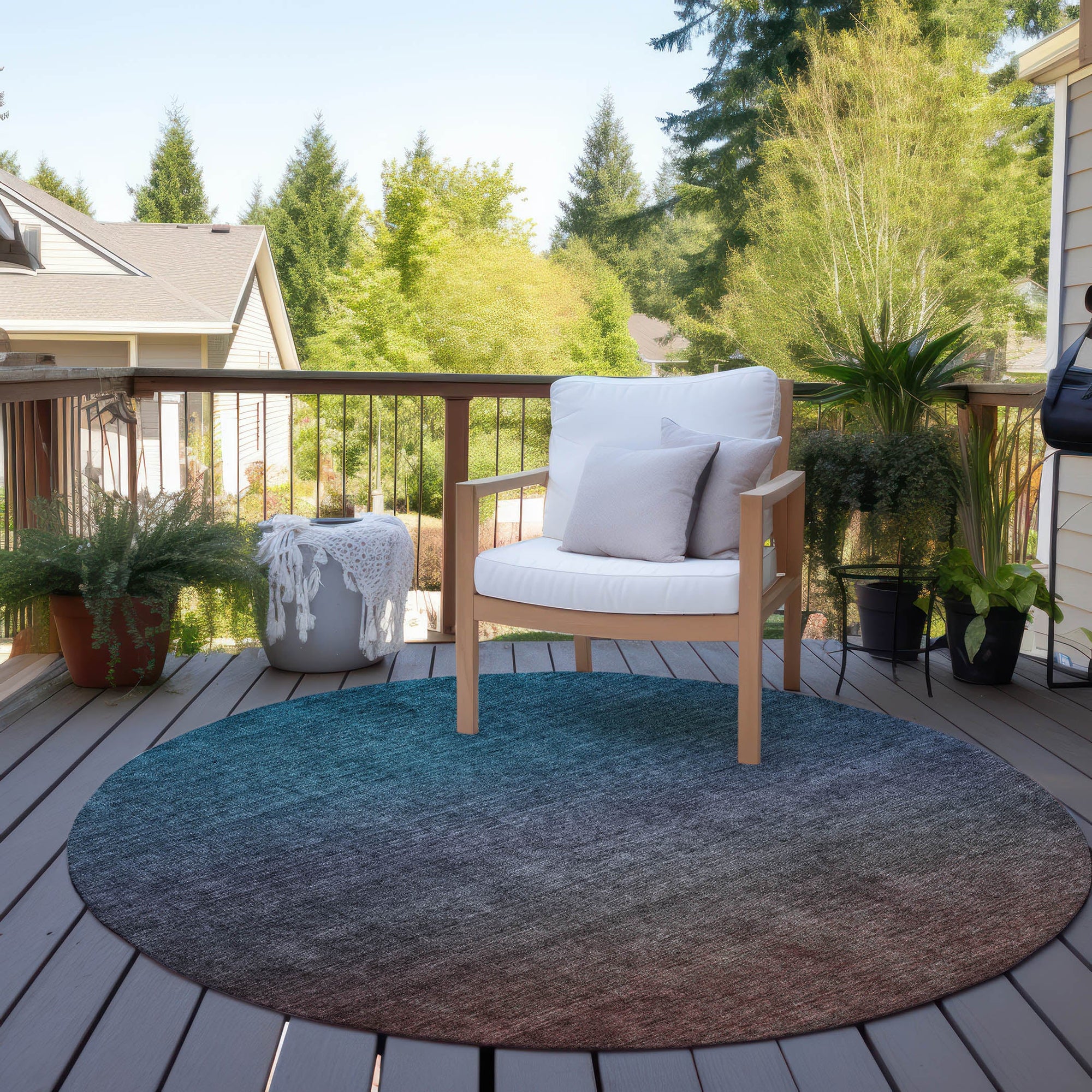 Addison Rugs Quiet Current Teal Washable Indoor-Outdoor Rug