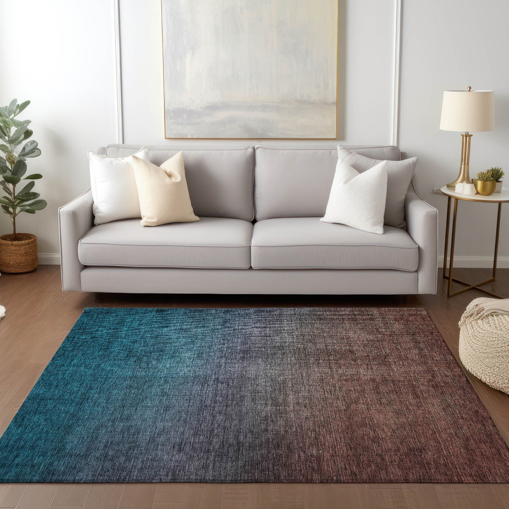 Addison Rugs Quiet Current Teal Washable Indoor-Outdoor Rug