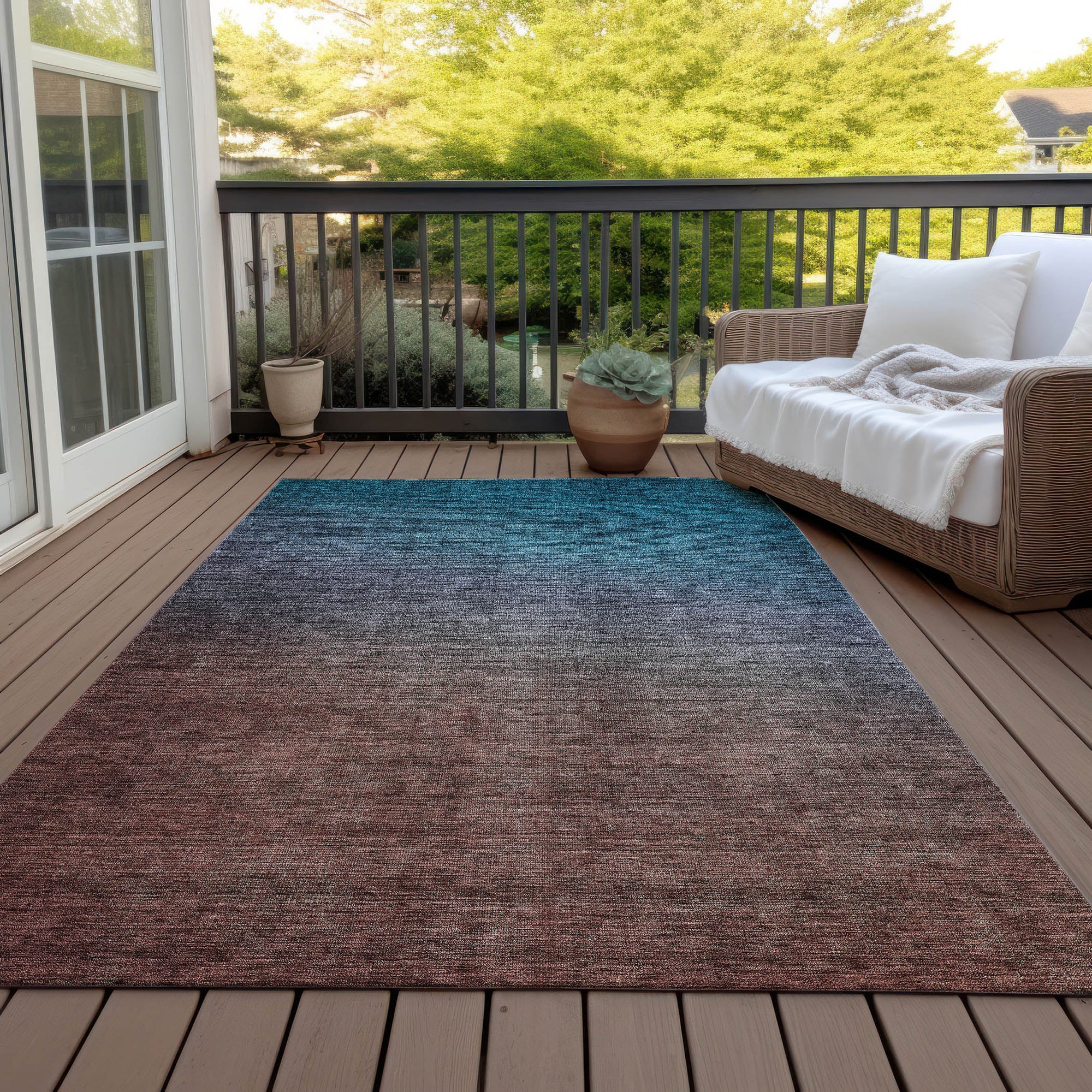 Addison Rugs Quiet Current Teal Washable Indoor-Outdoor Rug