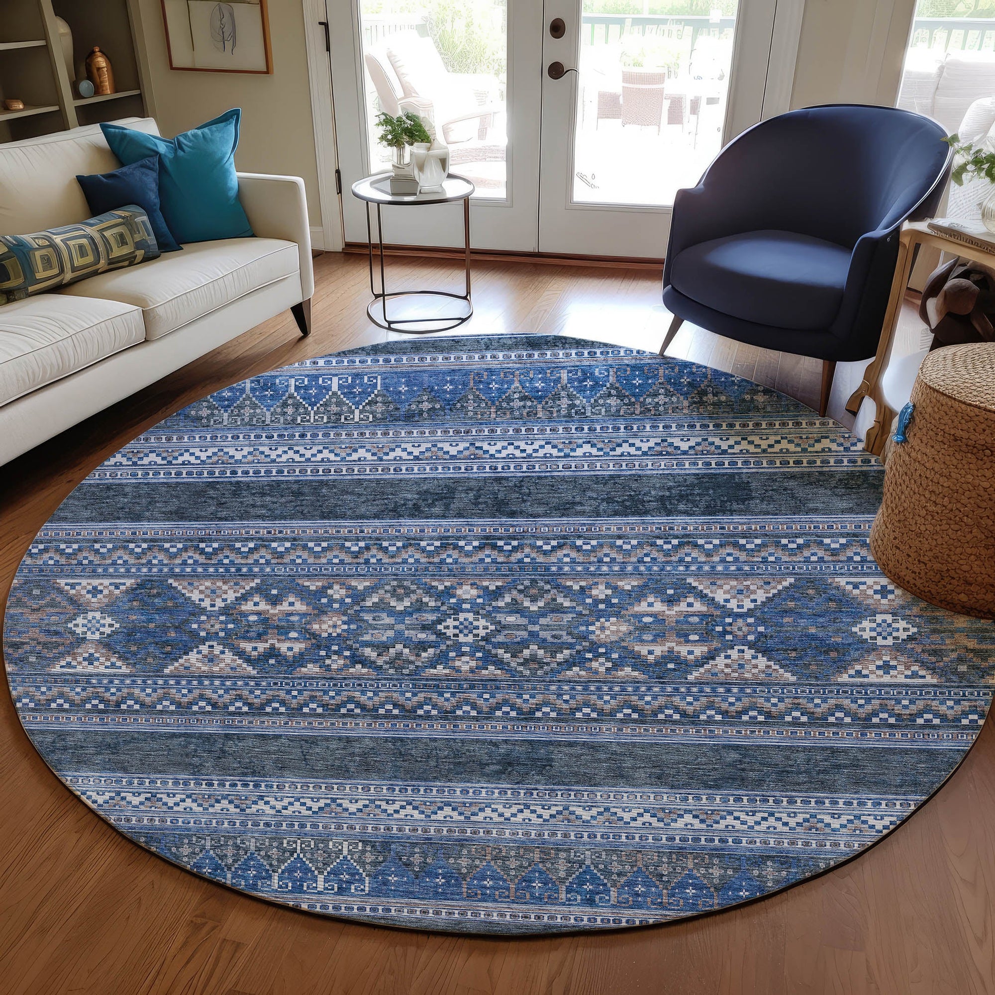 Addison Rugs Southwest Blue Washable Indoor-Outdoor Rug