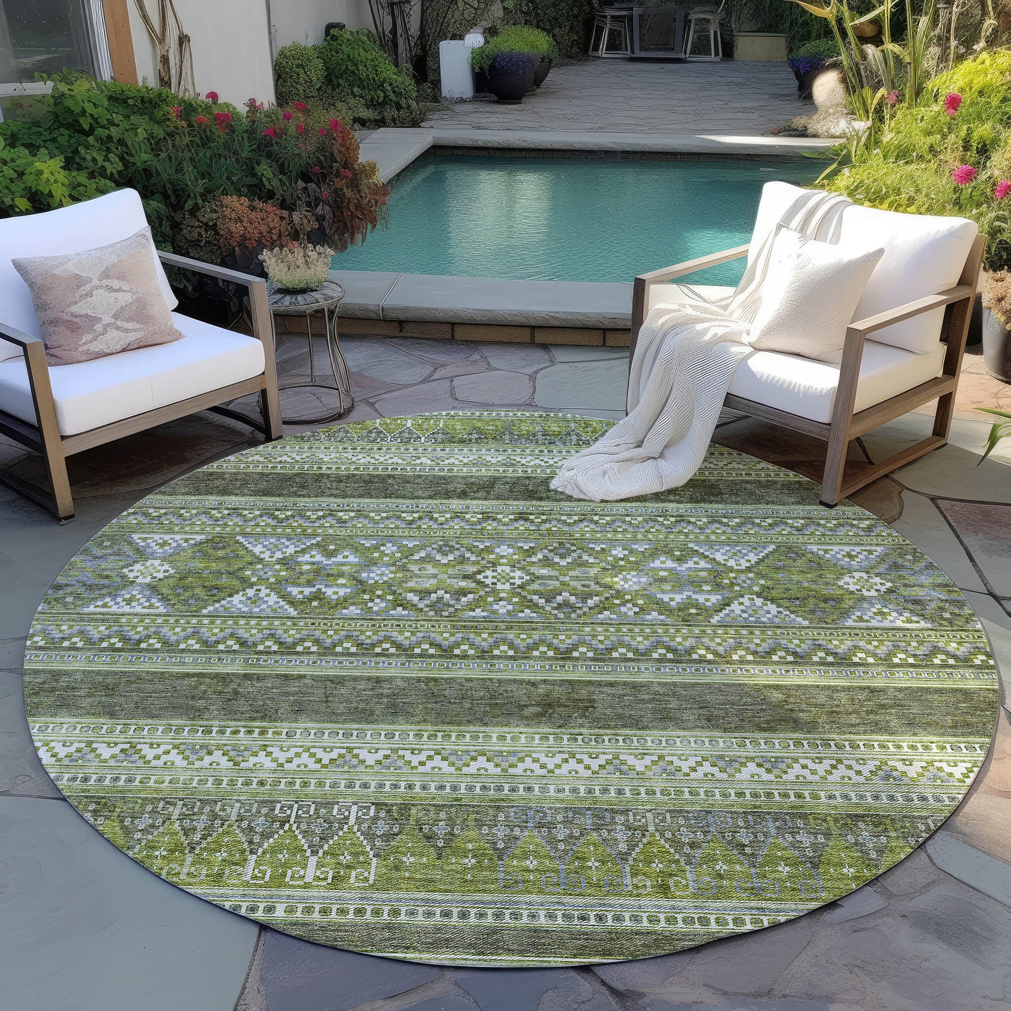 Addison Rugs Southwest Green Washable Indoor-Outdoor Rug