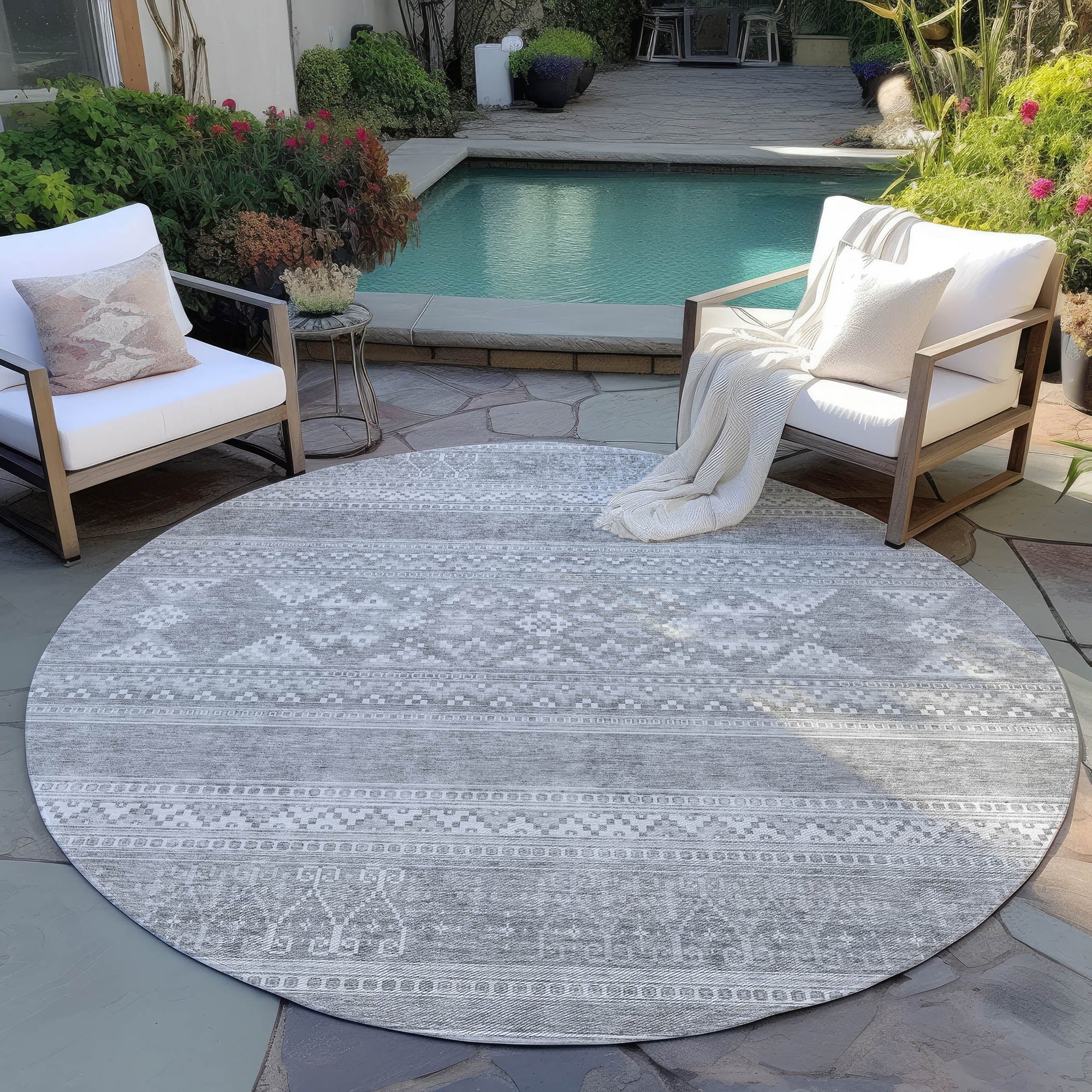 Addison Rugs Southwest Grey Washable Indoor-Outdoor Rug