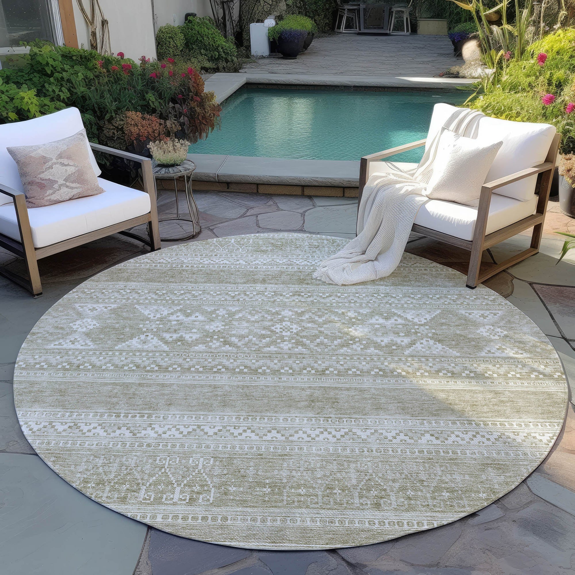 Addison Rugs Southwest Khaki Washable Indoor-Outdoor Rug