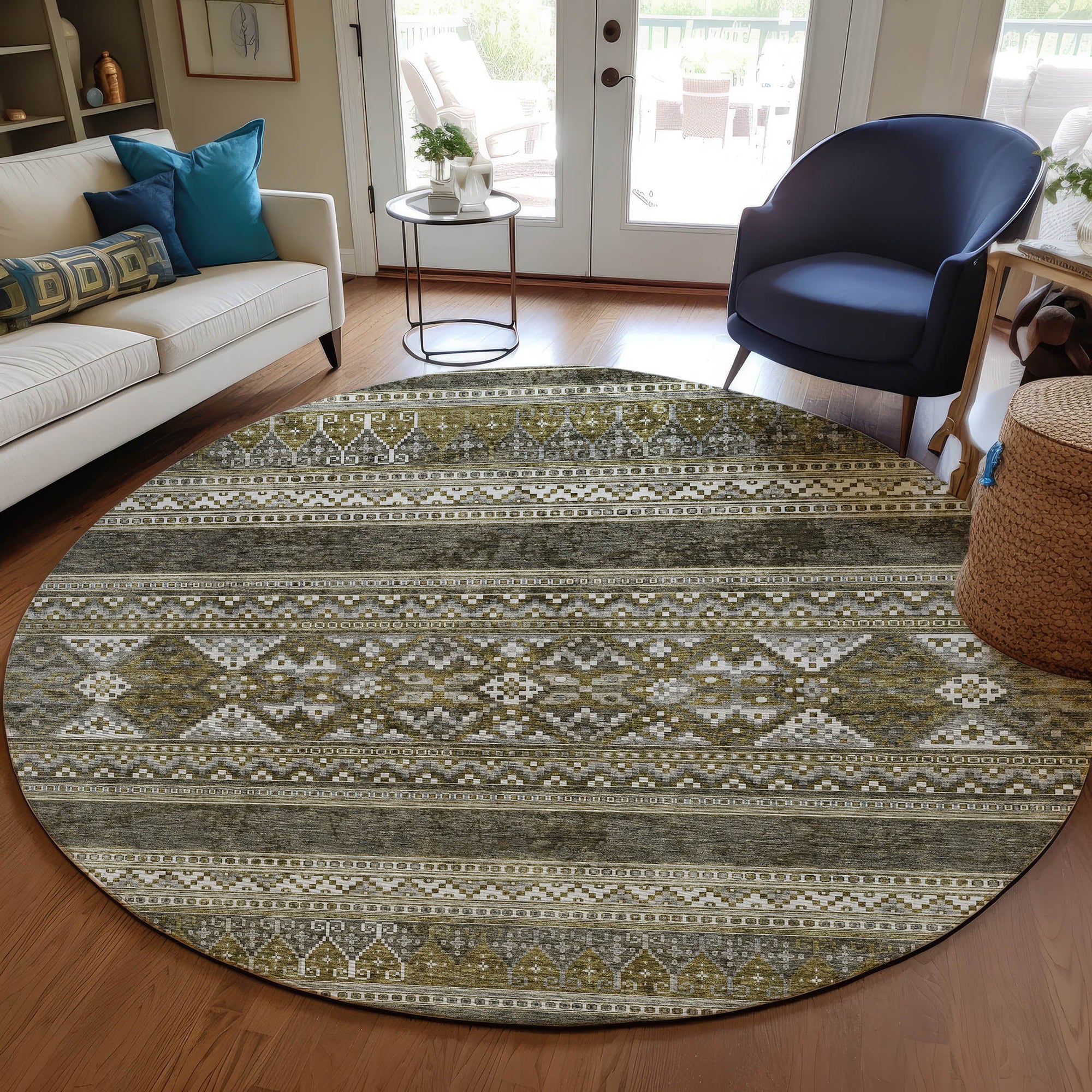 Addison Rugs Southwest Taupe Washable Indoor-Outdoor Rug