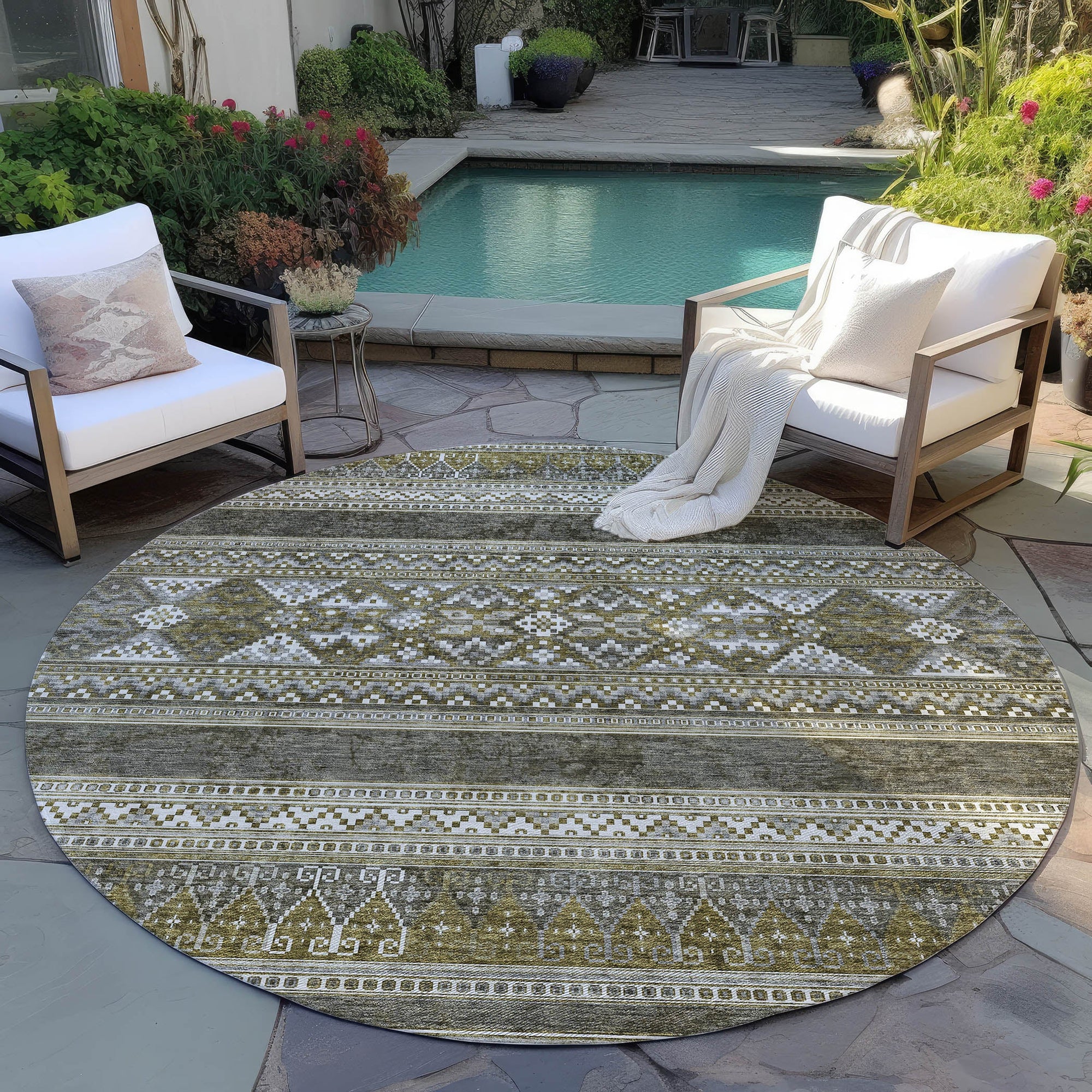 Addison Rugs Southwest Taupe Washable Indoor-Outdoor Rug