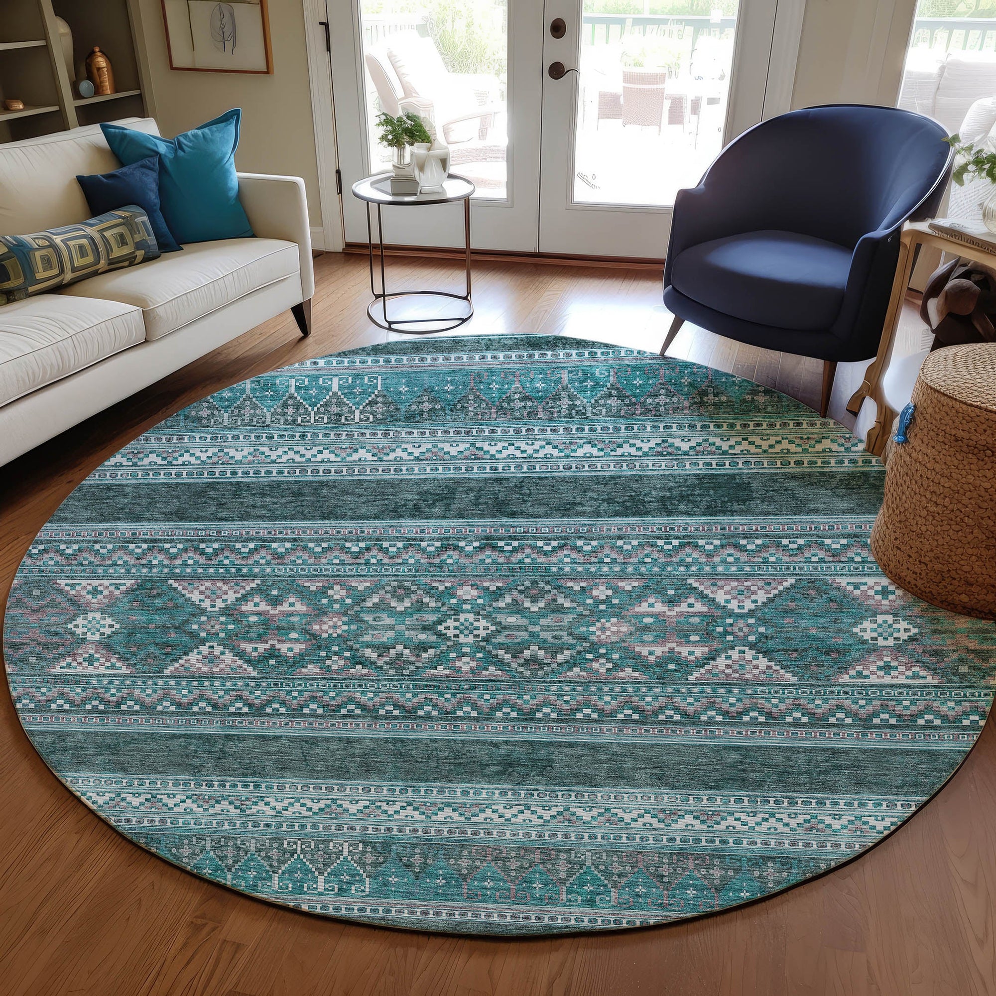 Addison Rugs Southwest Teal Washable Indoor-Outdoor Rug