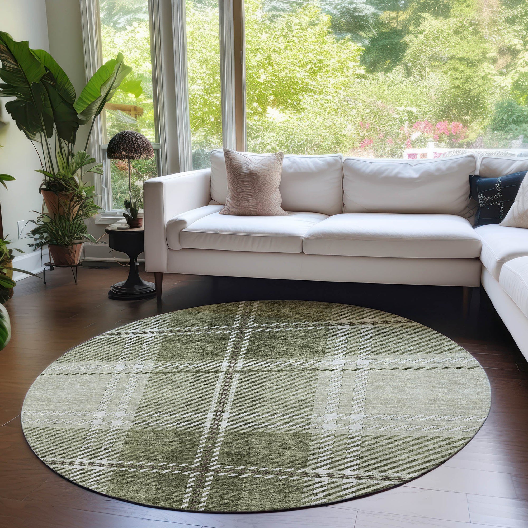 Addison Rugs Spiral Whispers Aloe Washable Indoor-Outdoor Rug