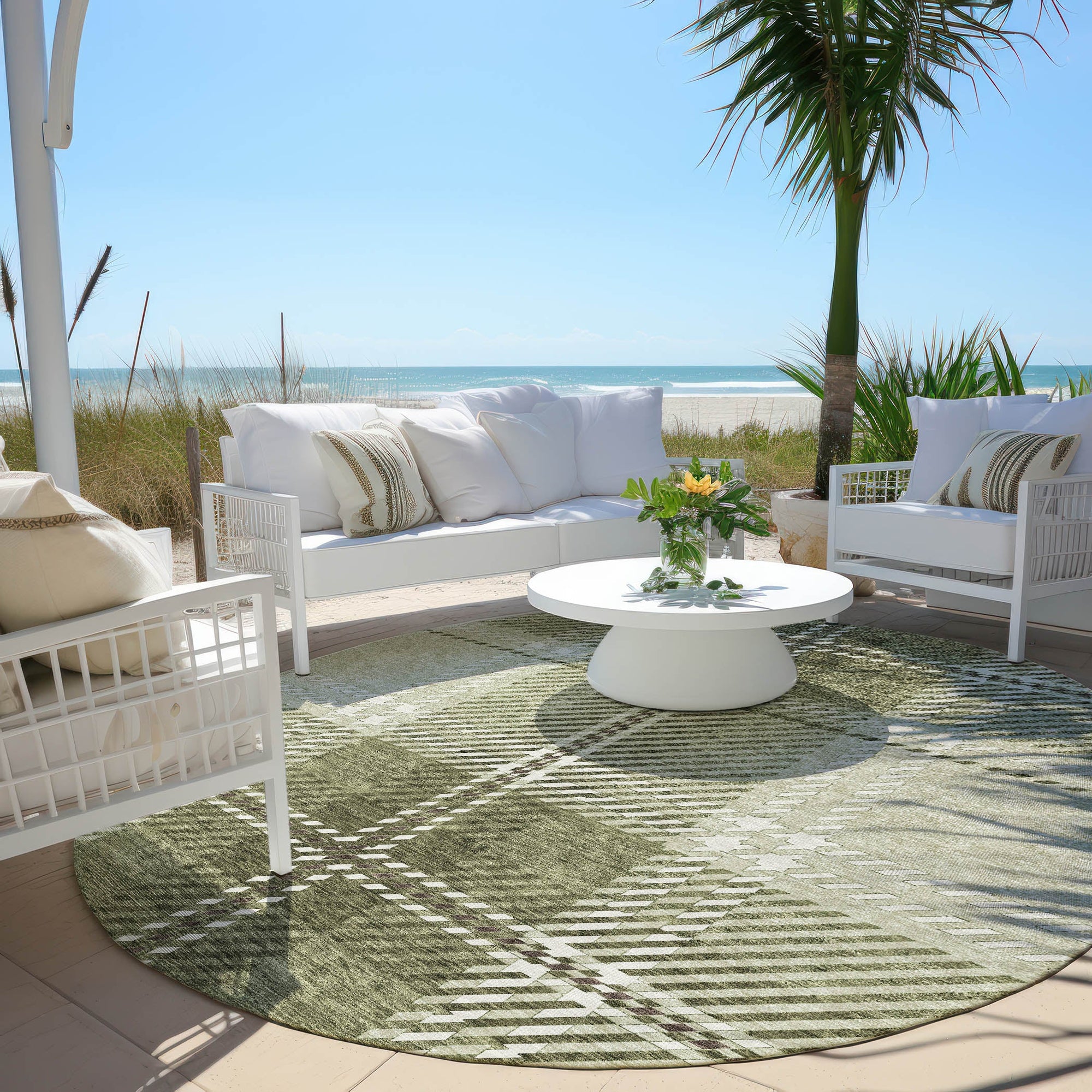Addison Rugs Spiral Whispers Aloe Washable Indoor-Outdoor Rug