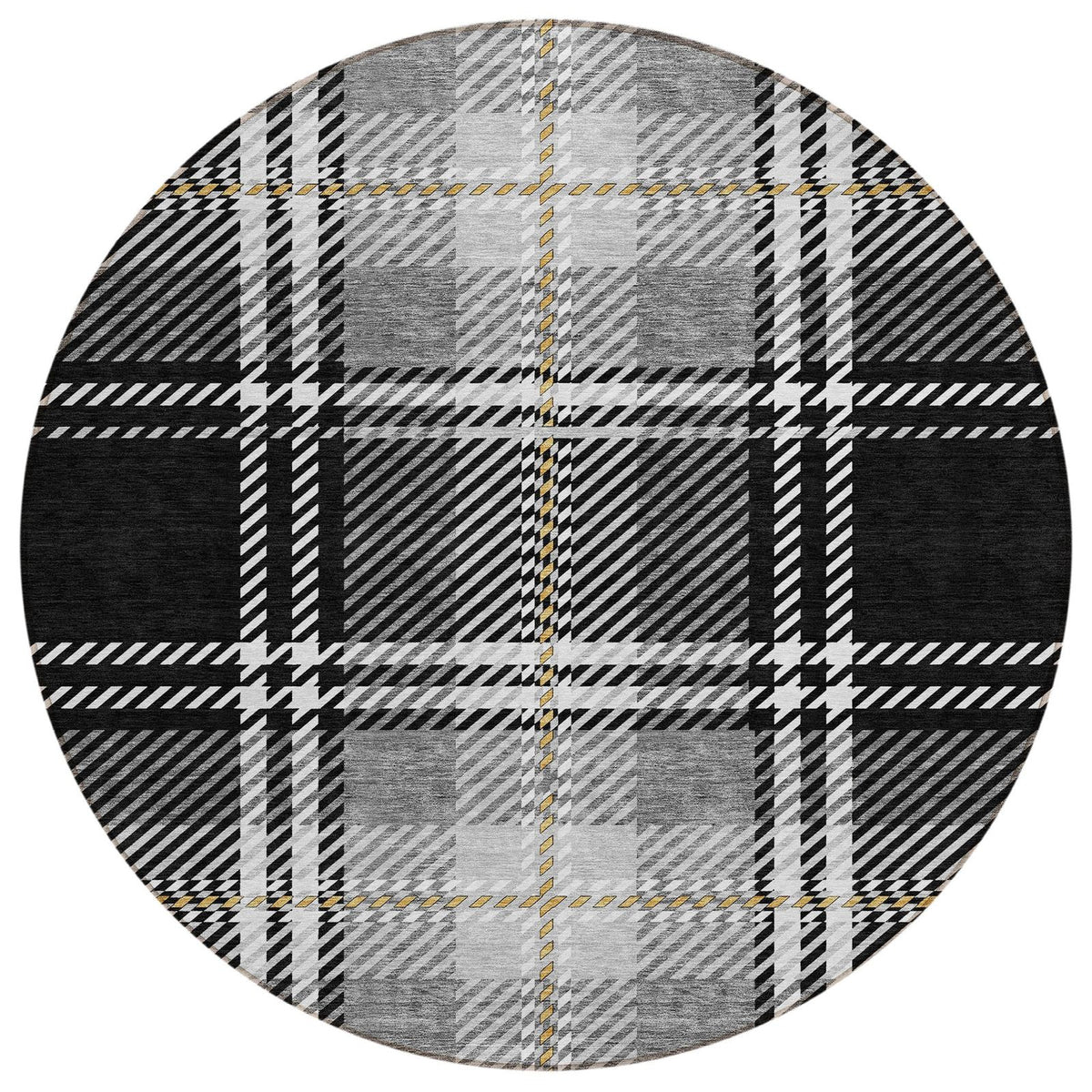 Addison Rugs Spiral Whispers Black Washable Indoor-Outdoor Rug