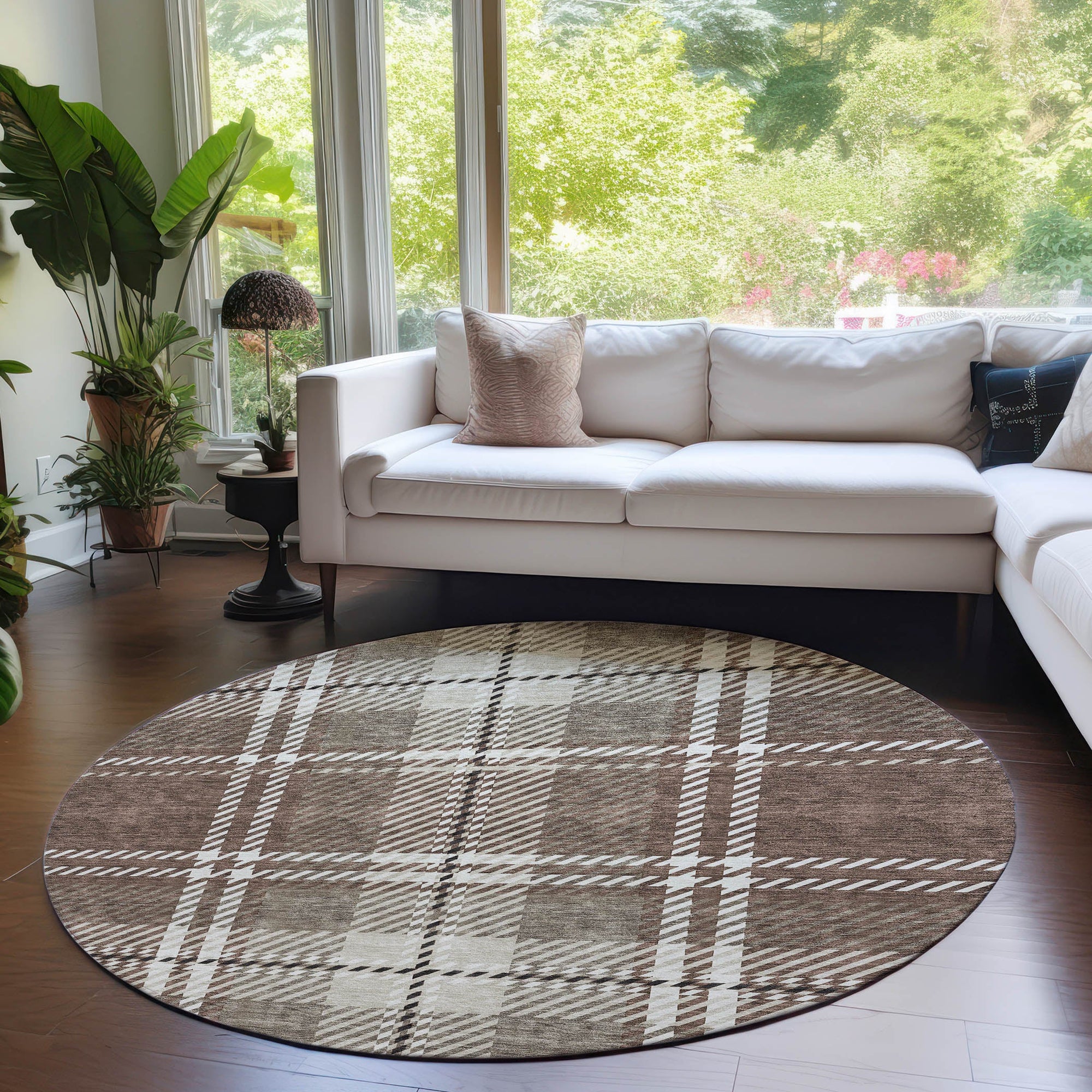 Addison Rugs Spiral Whispers Brown Washable Indoor-Outdoor Rug
