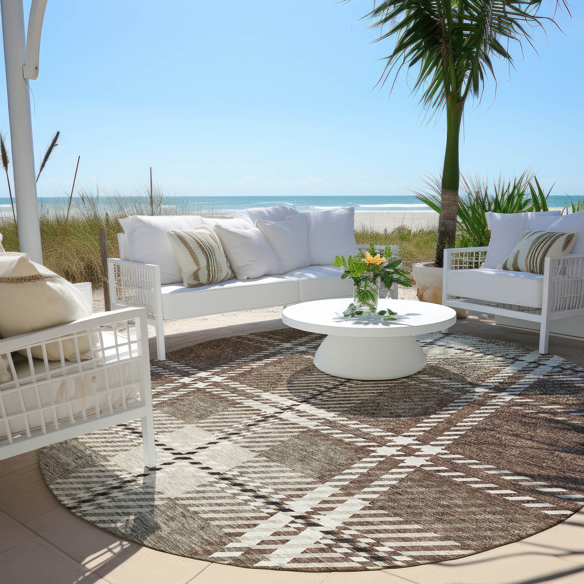 Addison Rugs Spiral Whispers Brown Washable Indoor-Outdoor Rug