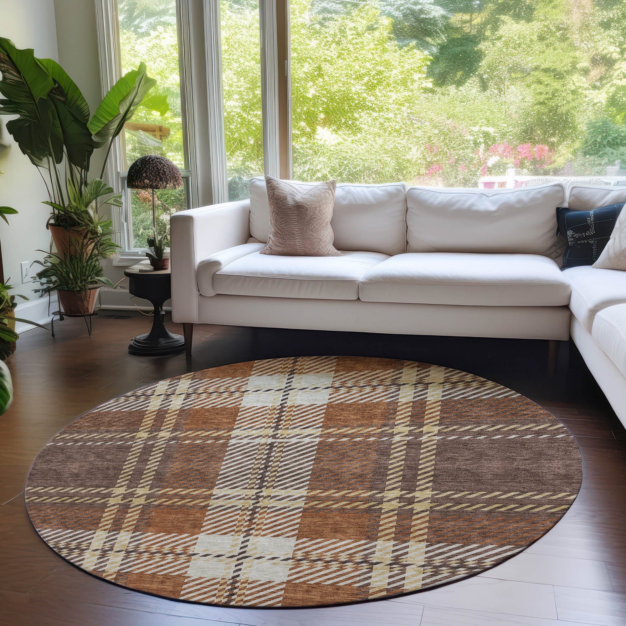 Addison Rugs Spiral Whispers Chocolate Washable Indoor-Outdoor Rug