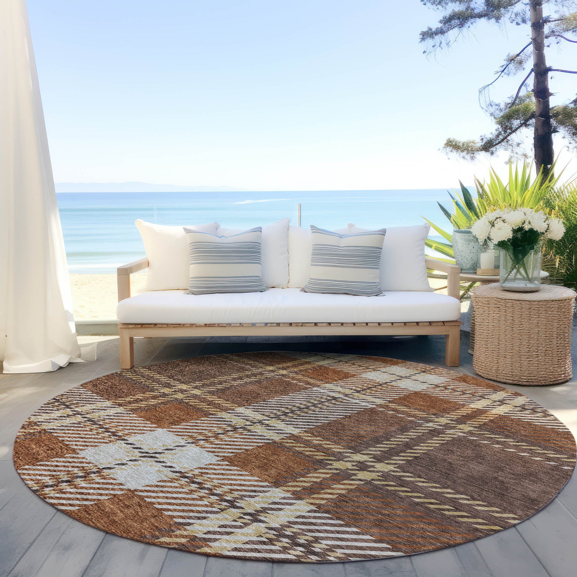Addison Rugs Spiral Whispers Chocolate Washable Indoor-Outdoor Rug