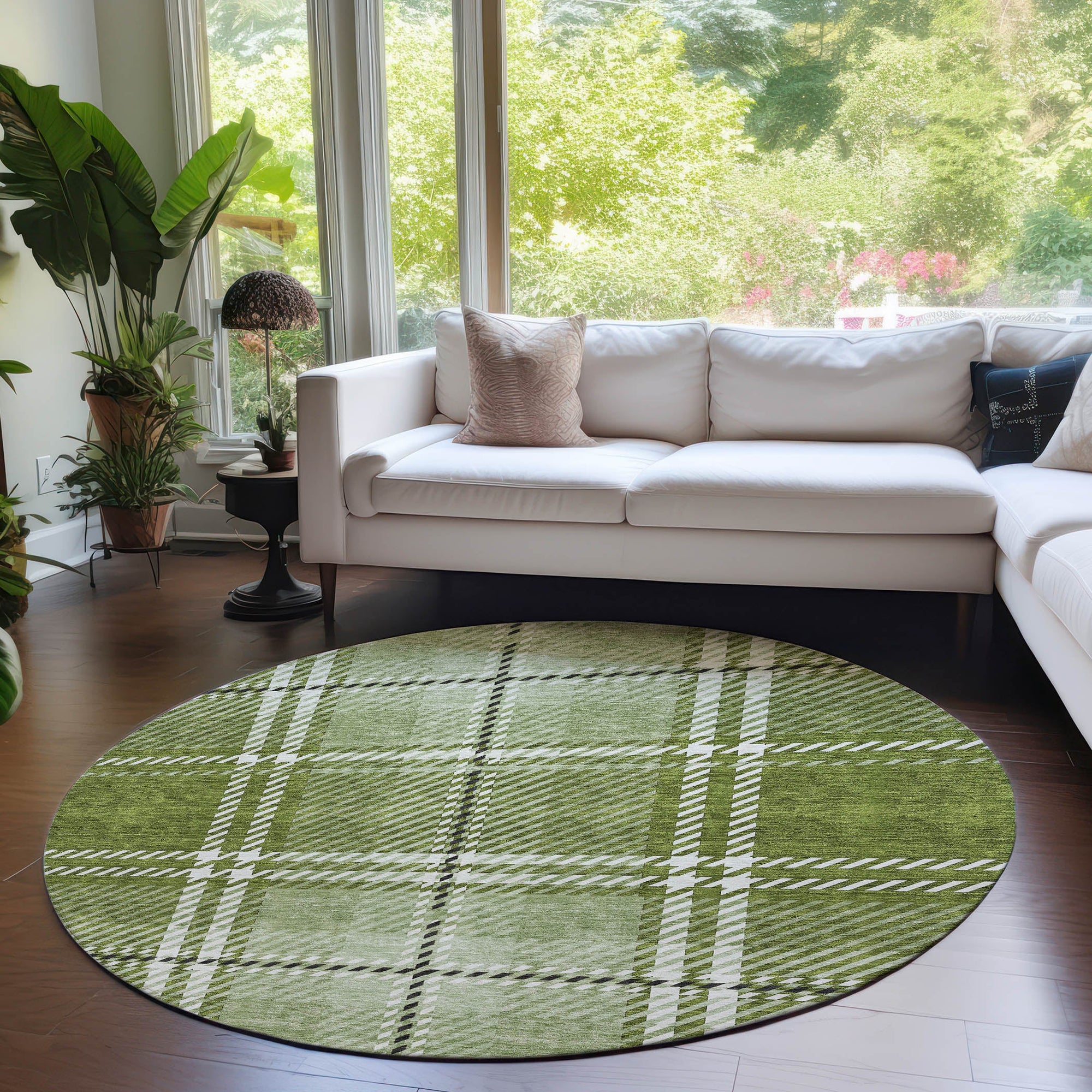 Addison Rugs Spiral Whispers Green Washable Indoor-Outdoor Rug