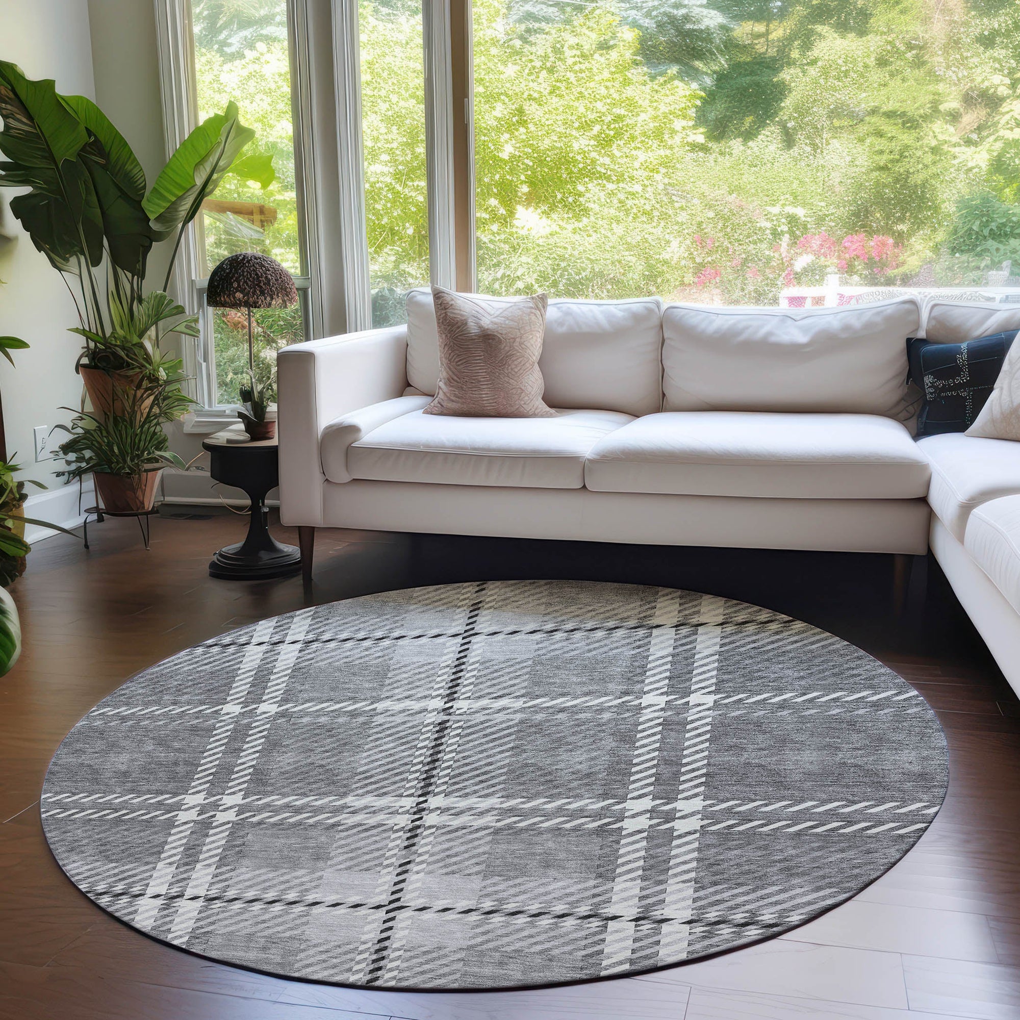 Addison Rugs Spiral Whispers Grey Washable Indoor-Outdoor Rug