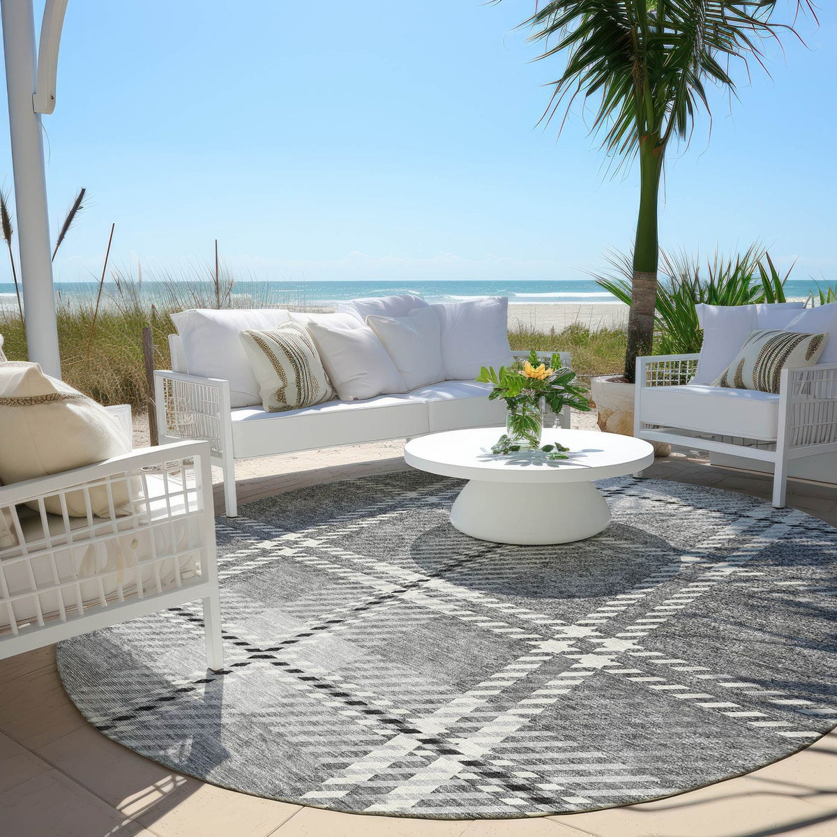 Addison Rugs Spiral Whispers Grey Washable Indoor-Outdoor Rug