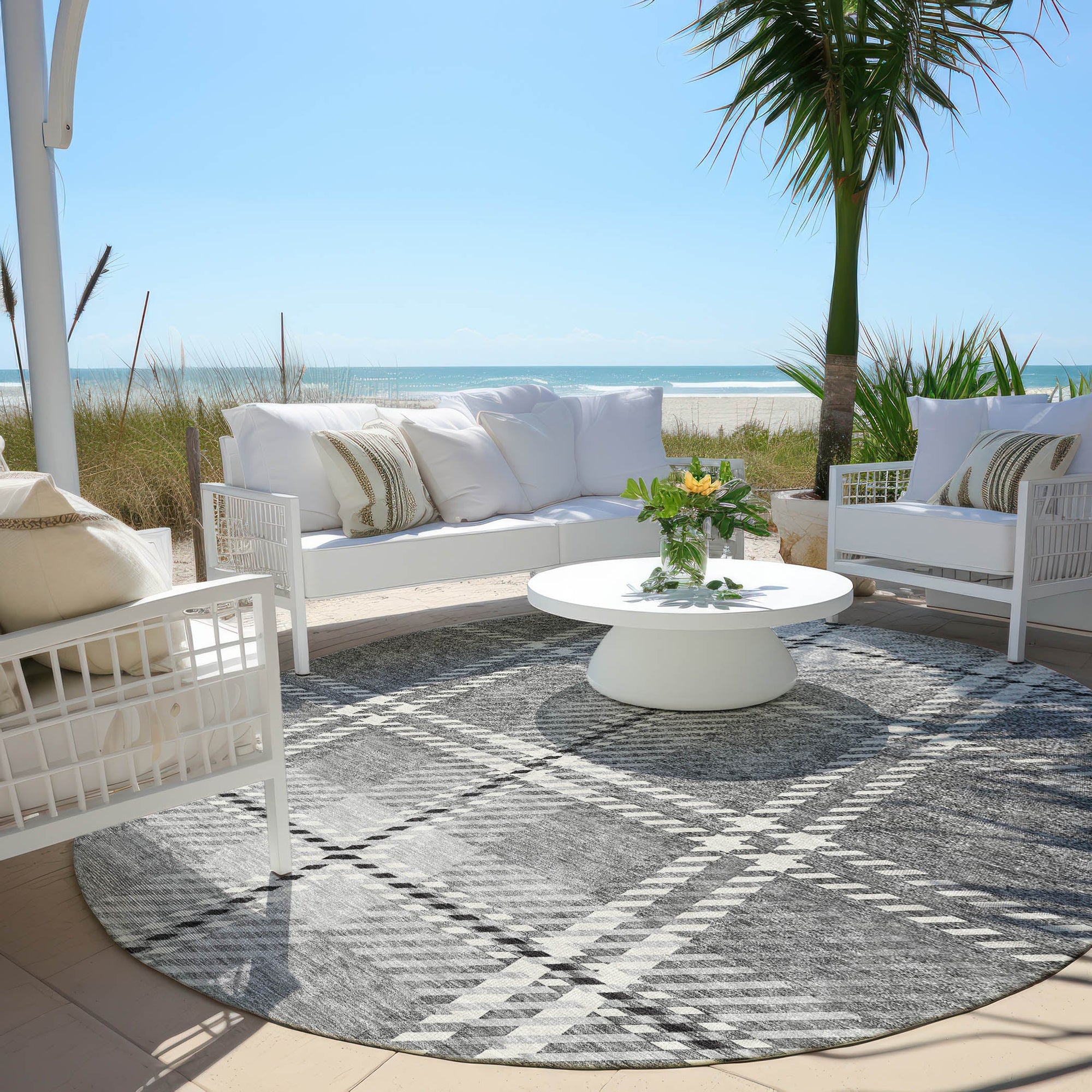 Addison Rugs Spiral Whispers Grey Washable Indoor-Outdoor Rug