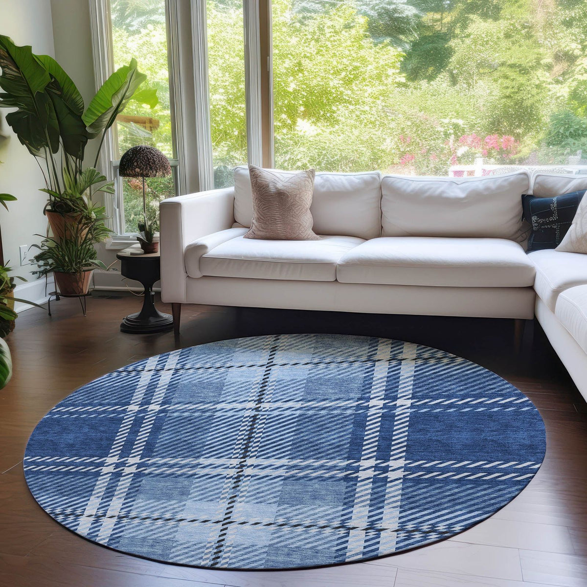 Addison Rugs Spiral Whispers Navy Washable Indoor-Outdoor Rug