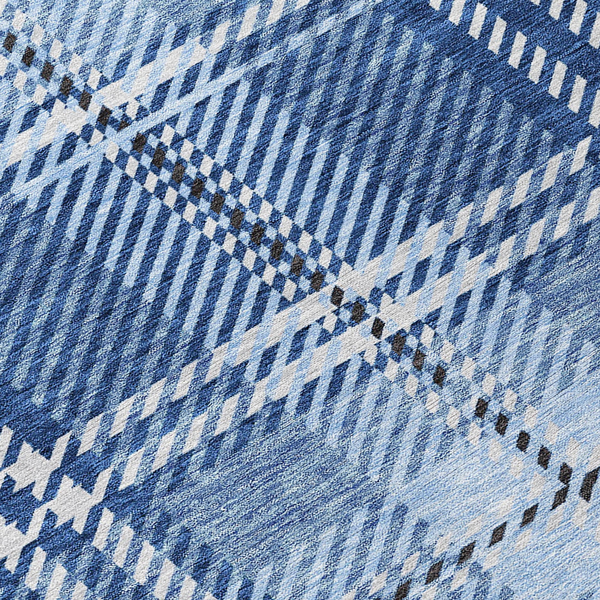 Addison Rugs Spiral Whispers Navy Washable Indoor-Outdoor Rug