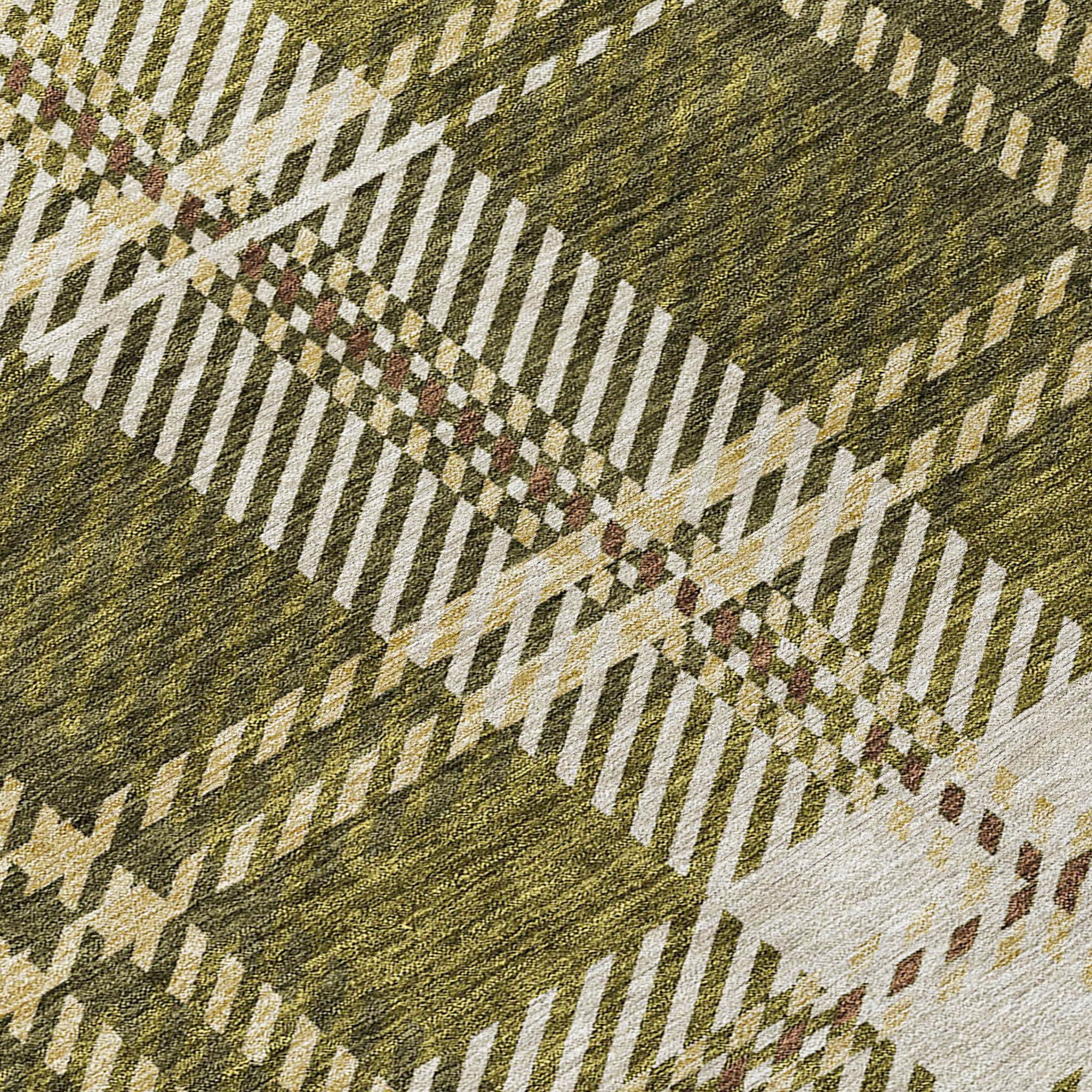 Addison Rugs Spiral Whispers Olive Washable Indoor-Outdoor Rug